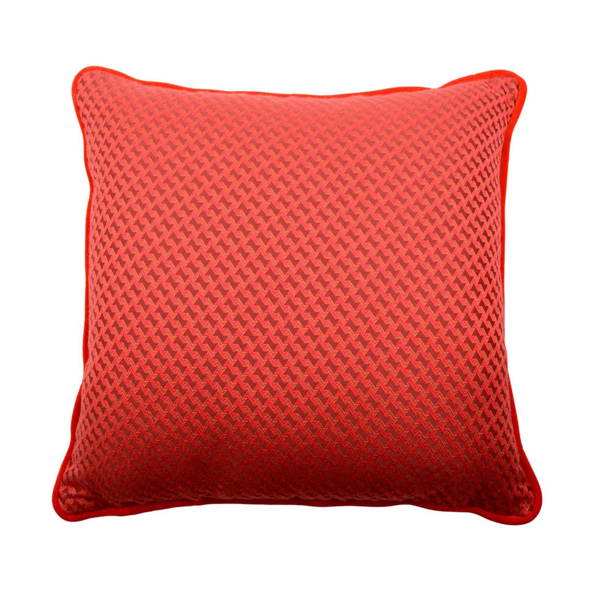 Red Carrè Cushion in micro patterned jacquard fabric - Main view