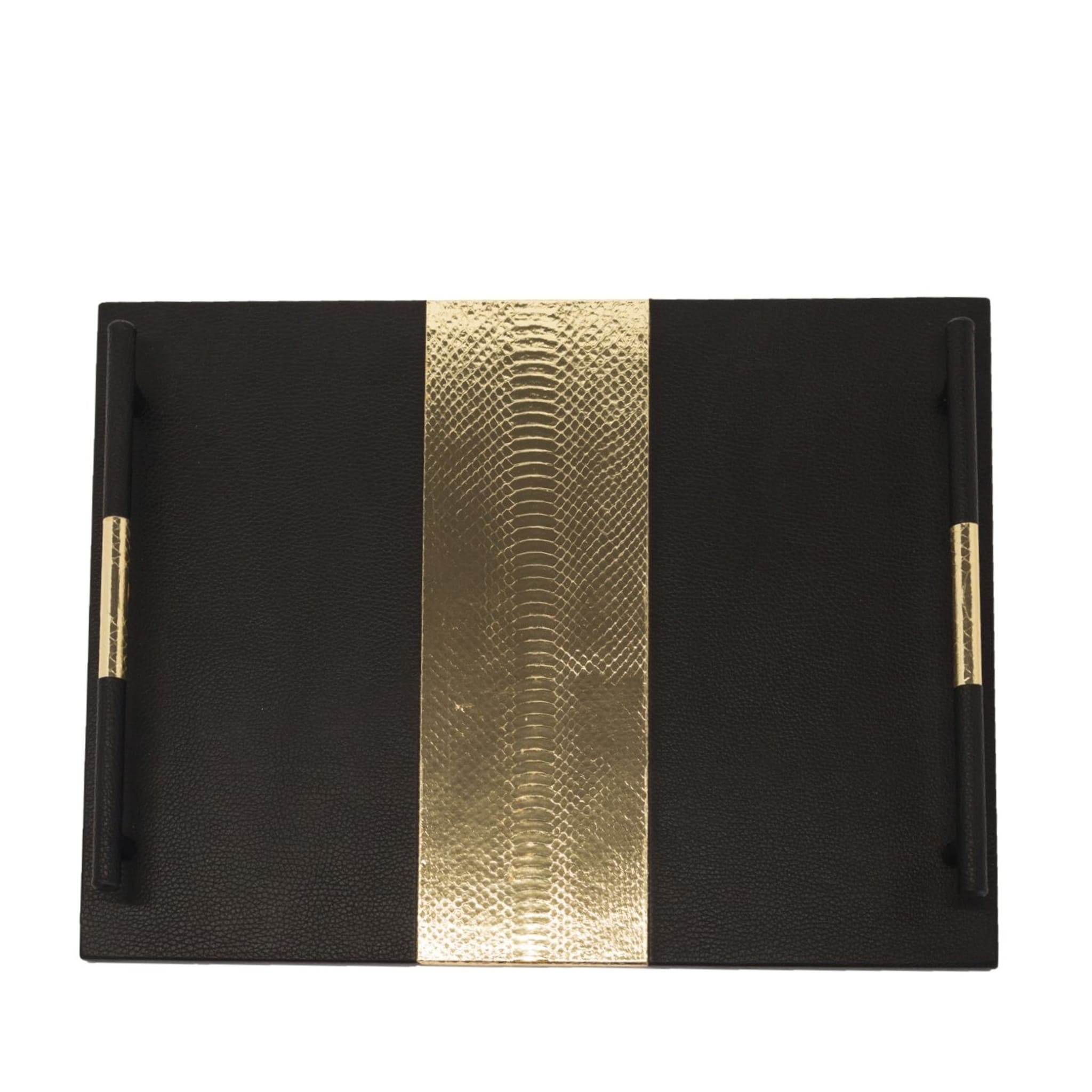 Deco Stripes Rectangular Leather Tray  - Main view