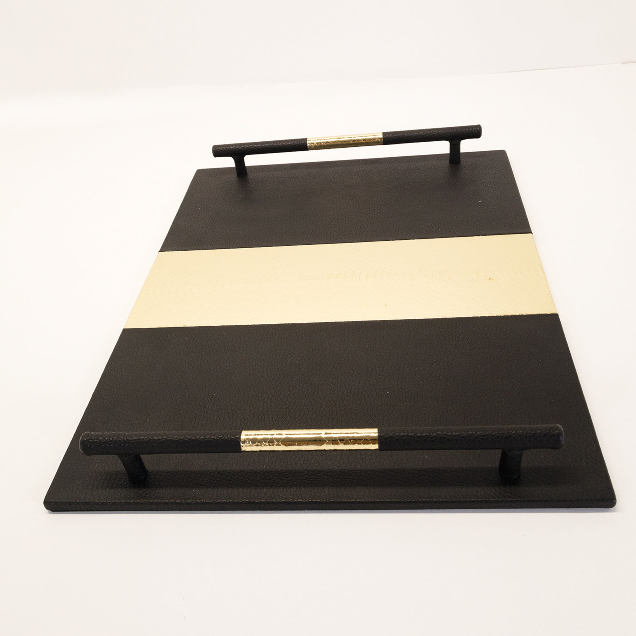 Deco Stripes Rectangular Leather Tray  - Alternative view 1