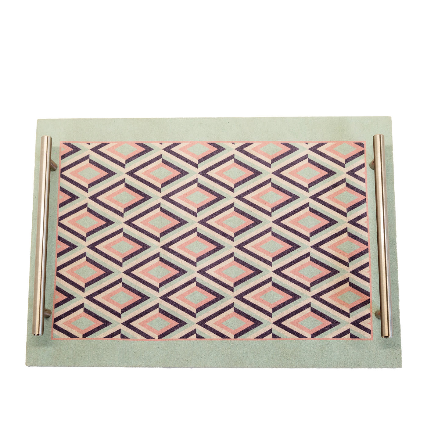 Rombi Rectangular Printed Leather Tray  - Cassigoli