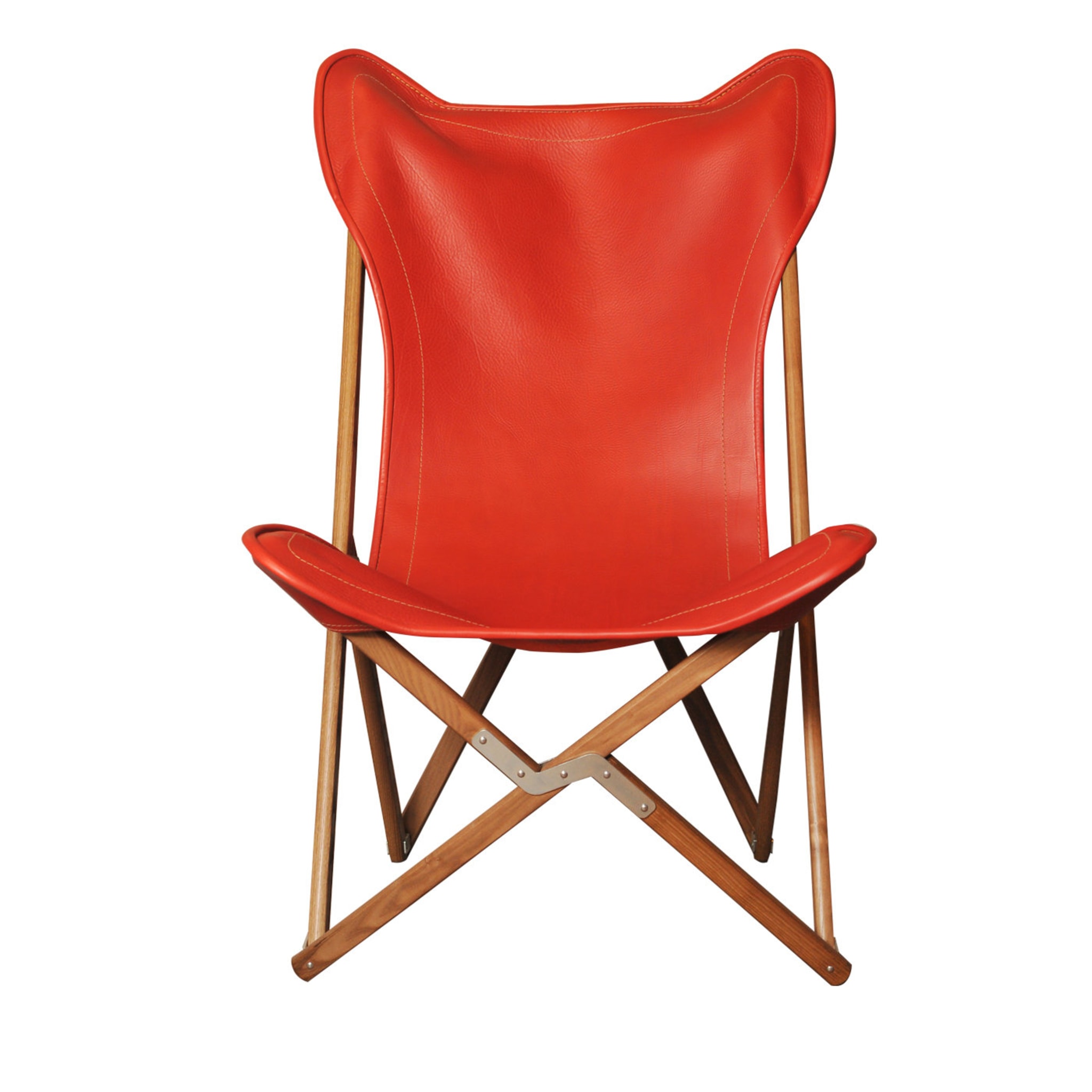 Red Leather Tripolina chair - Main view