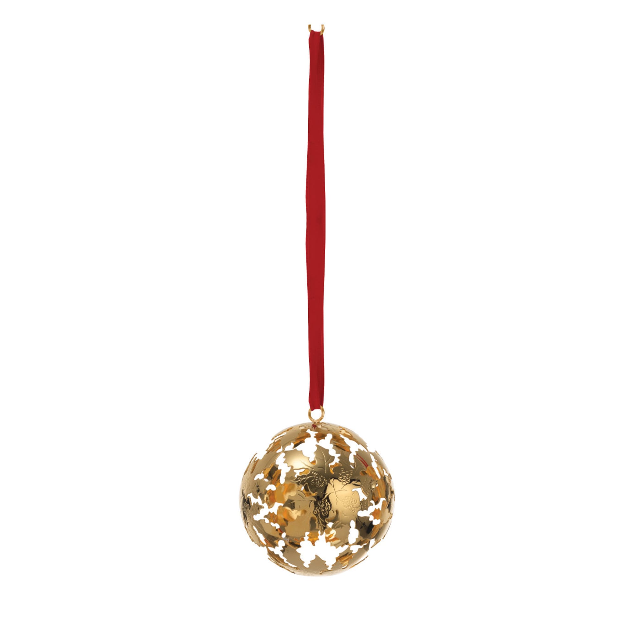 Ornamento in oro con agrifoglio di Natale - Vista principale