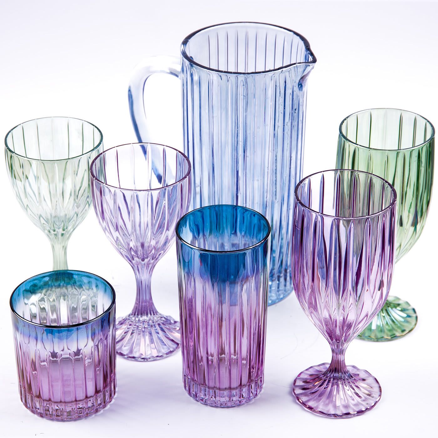 Domina Set of 2 Purple-To-Blue Tumbler Glasses - Luisa Beccaria