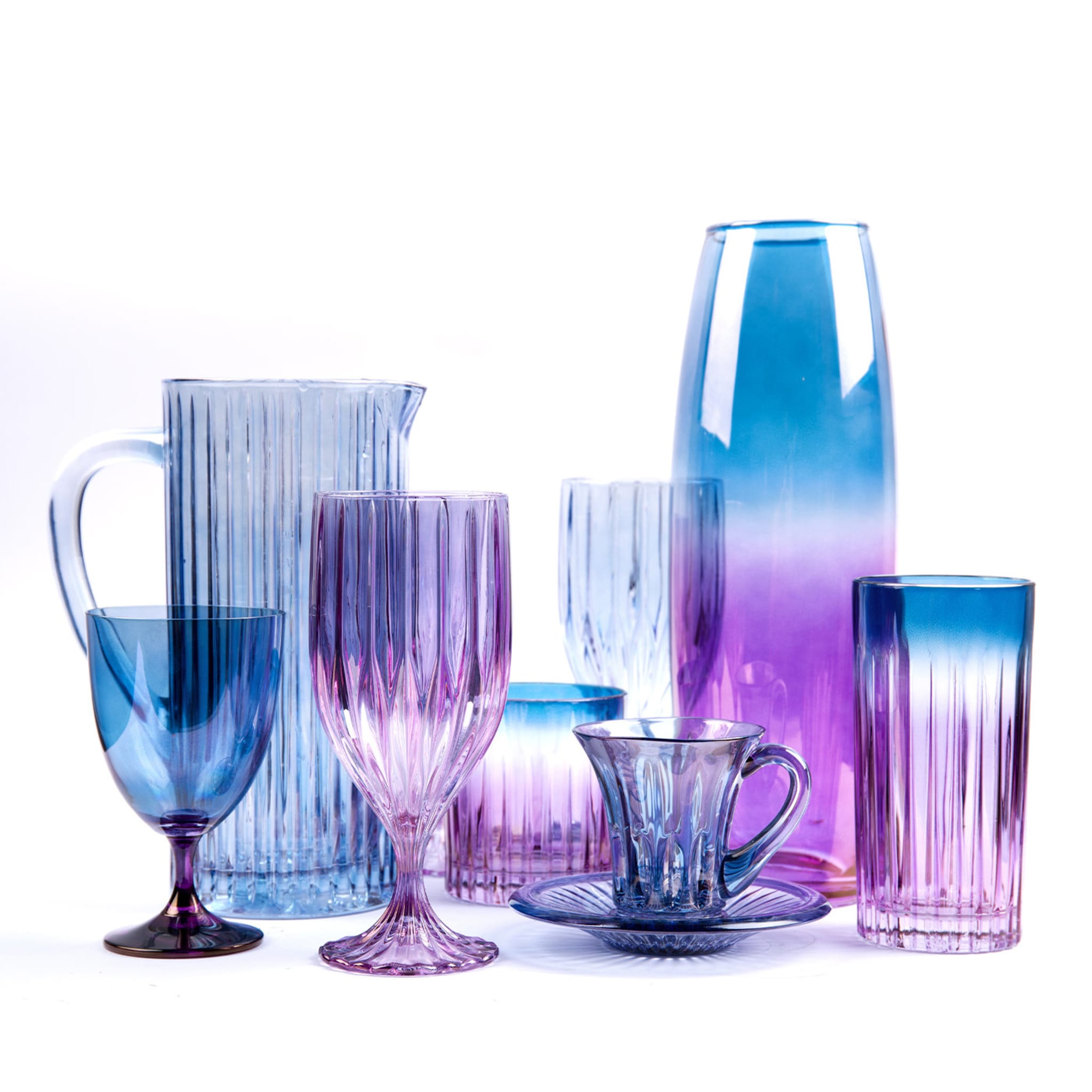 Fleury Set of 2 Purple-To-Blue Wine Glasses - Alternative view 1