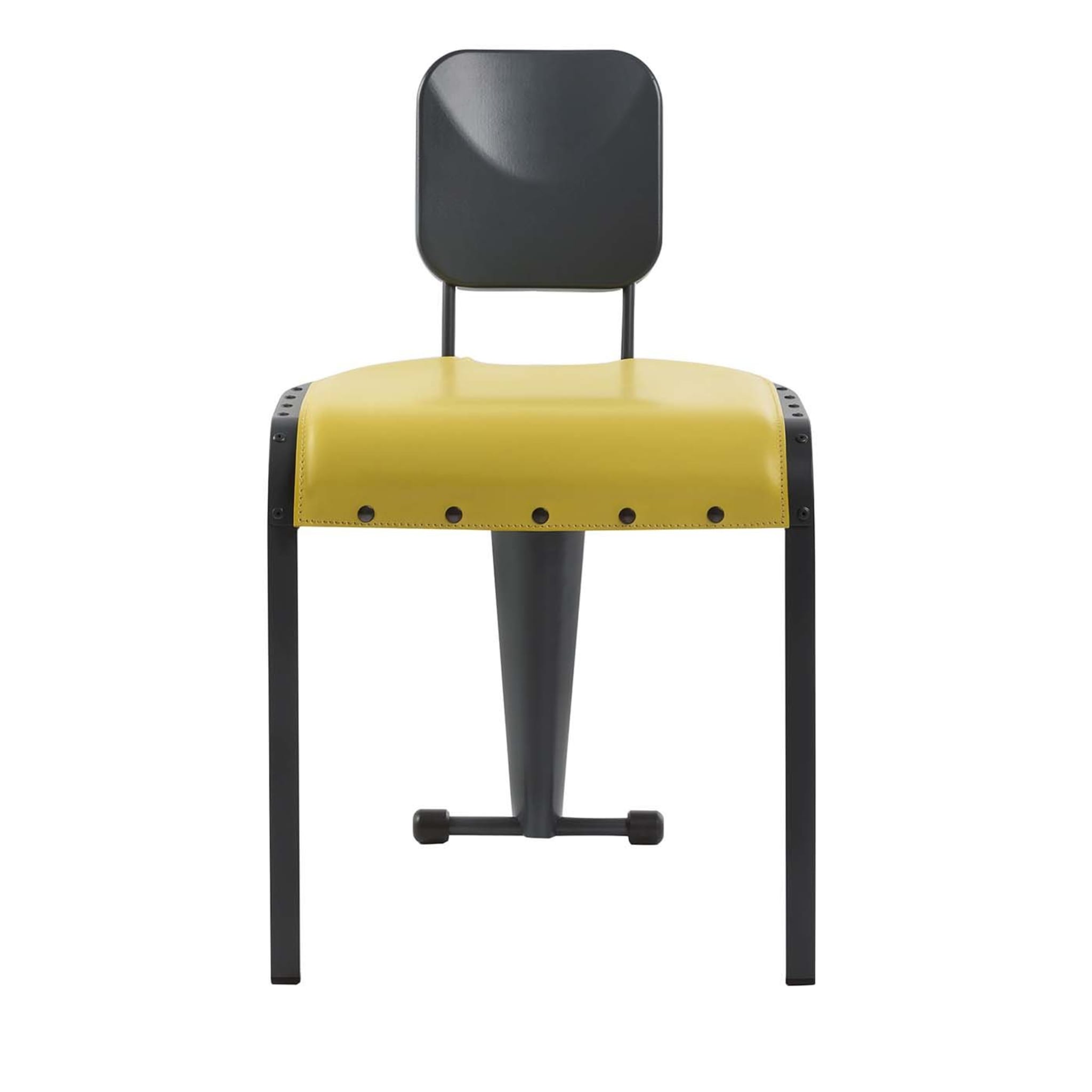 Chaise Rock avec assise en cuir jaune par Marc Sadler - Vue principale