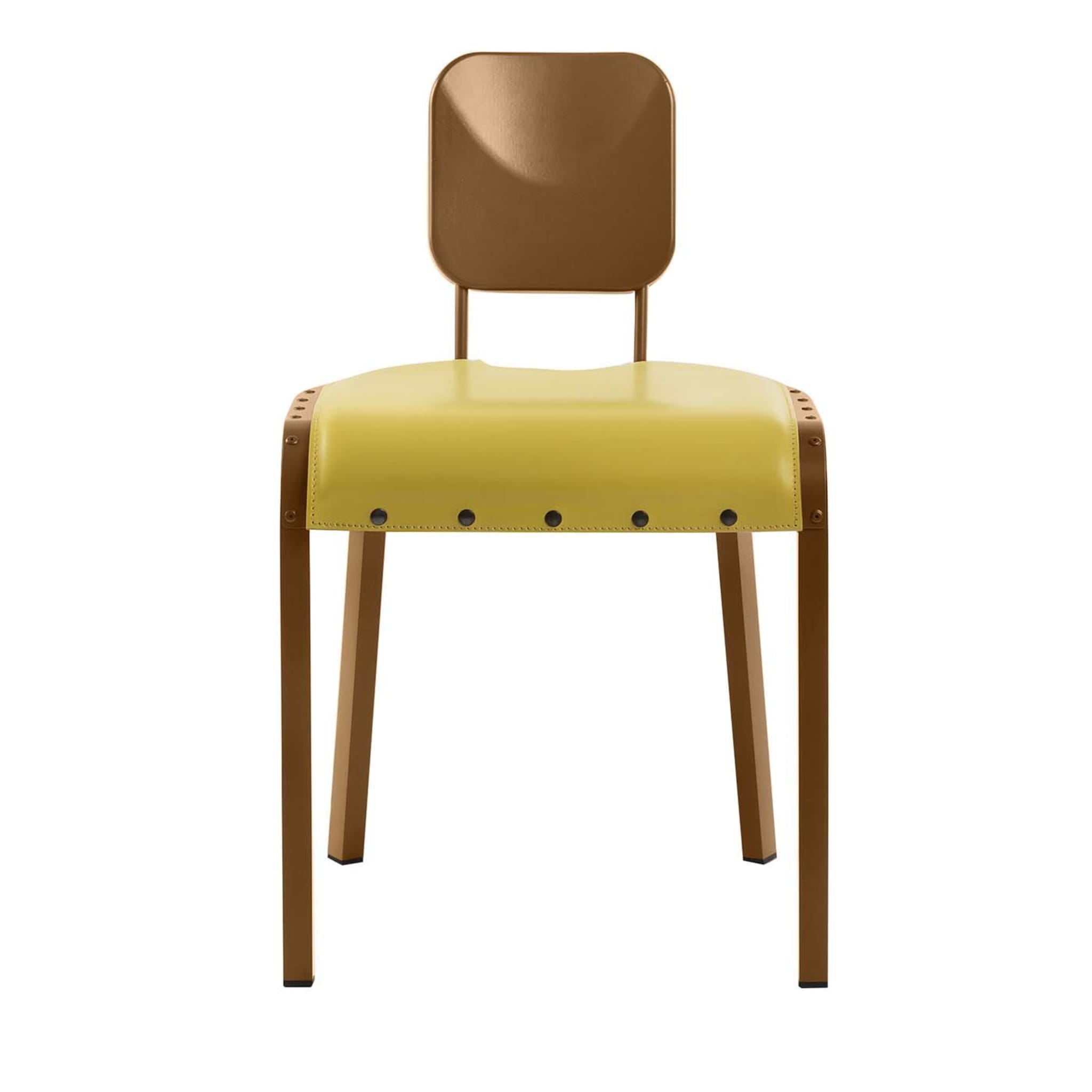 Chaise Rock4 avec assise en cuir jaune par Marc Sadler - Vue principale