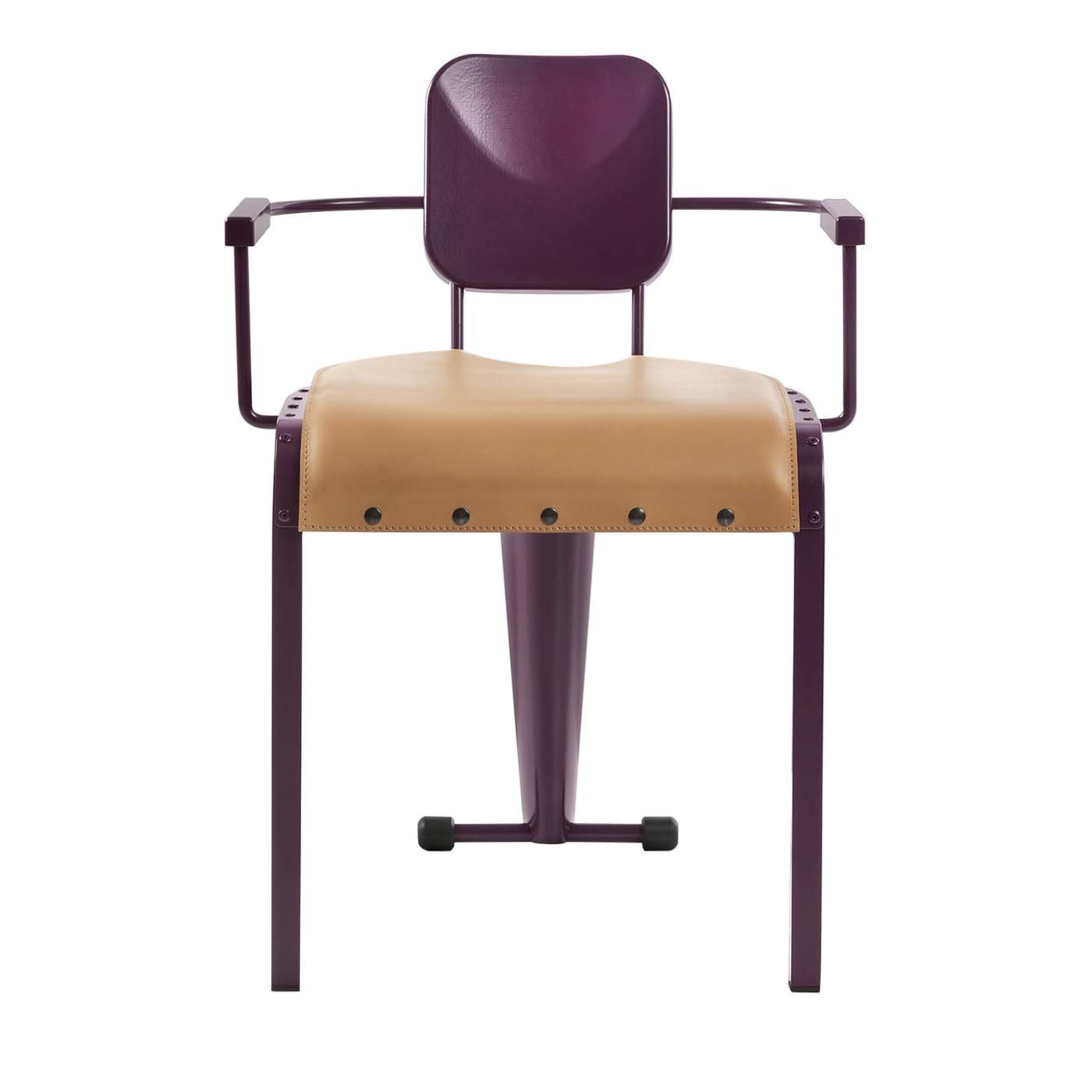 Rock Purple Chair with Leather Seat by Marc Sadler - Main view