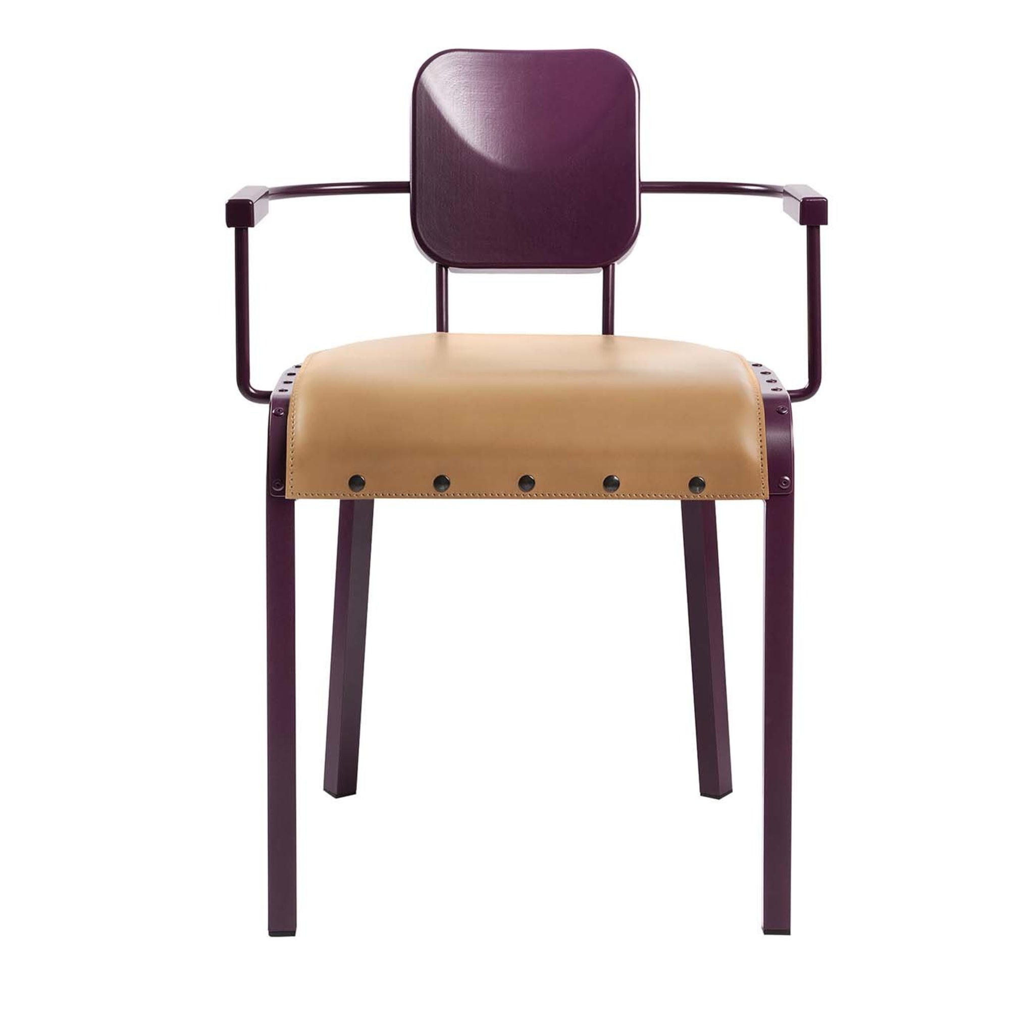 Rock4 Purple Chair with Leather Seat by Marc Sadler - Main view