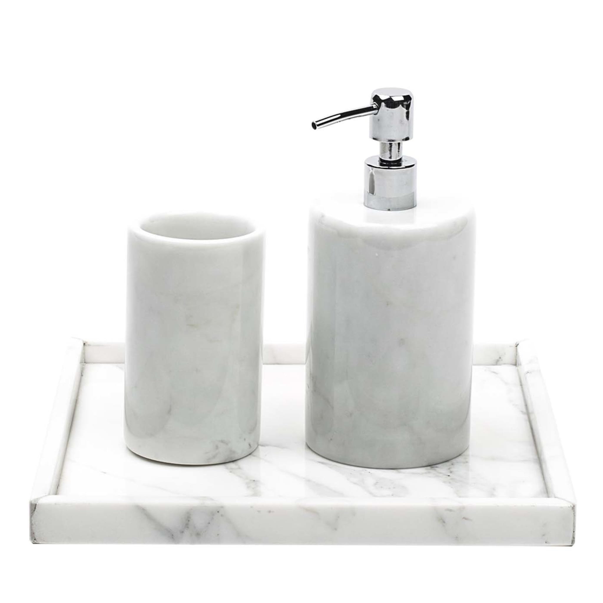 Round White Carrara Marble Bathroom Set - Main view