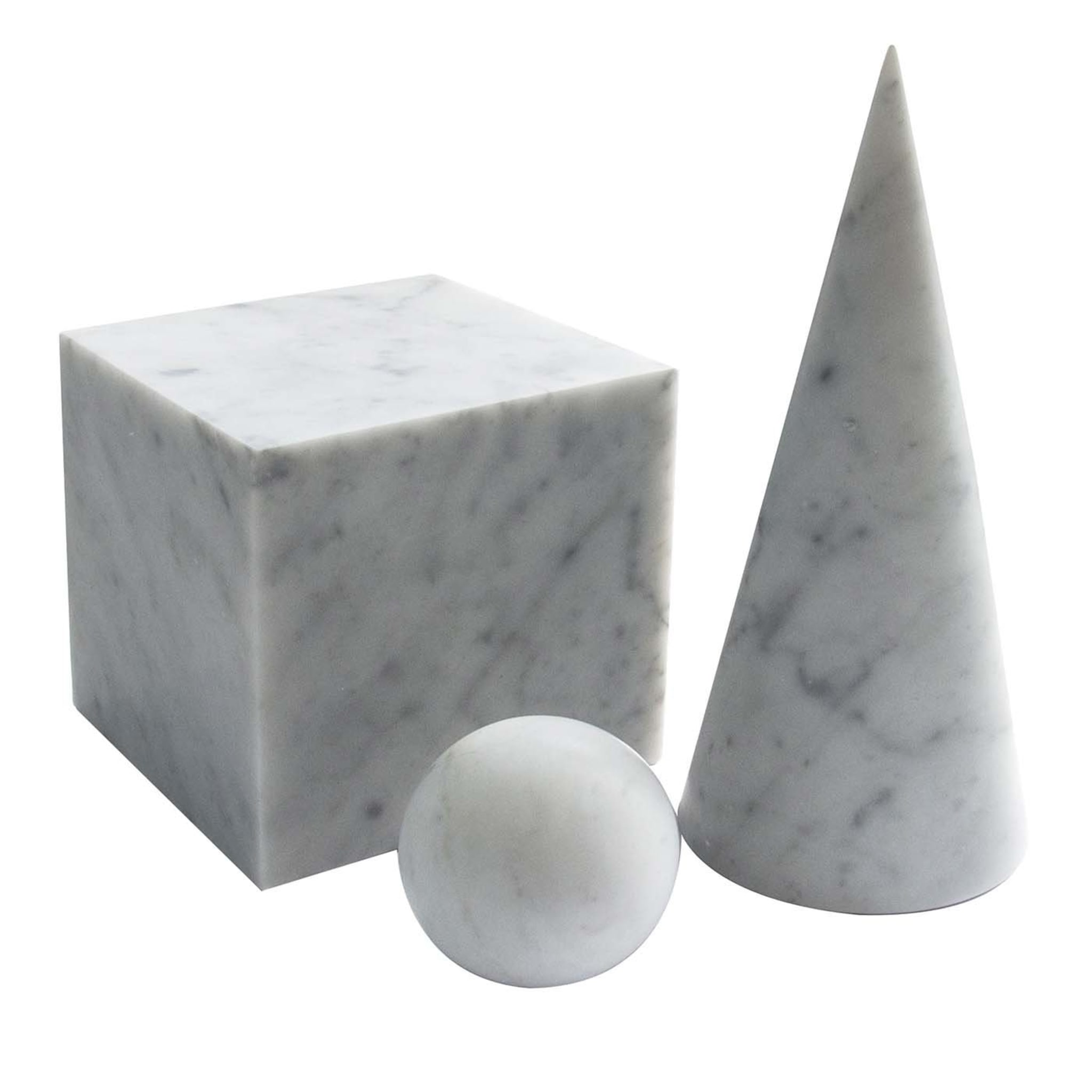 Set von dekorativen Objekten Briefbeschwerer Buchhalter aus weißem Carrara-Marmor - Hauptansicht