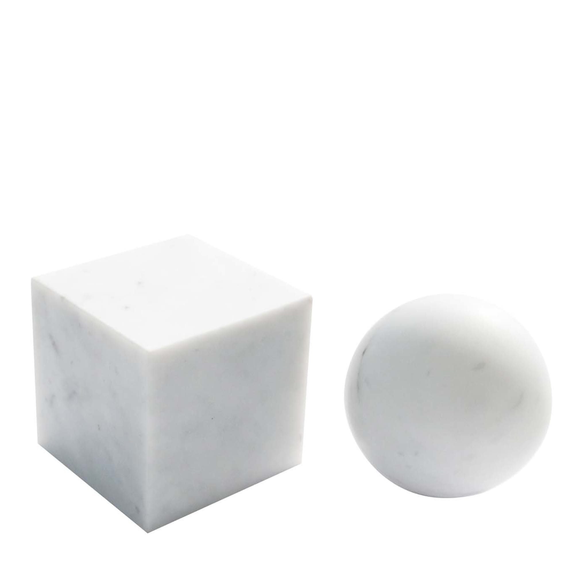 Set von dekorativen Objekten Papiergewichte aus weißem Carrara-Marmor - Hauptansicht