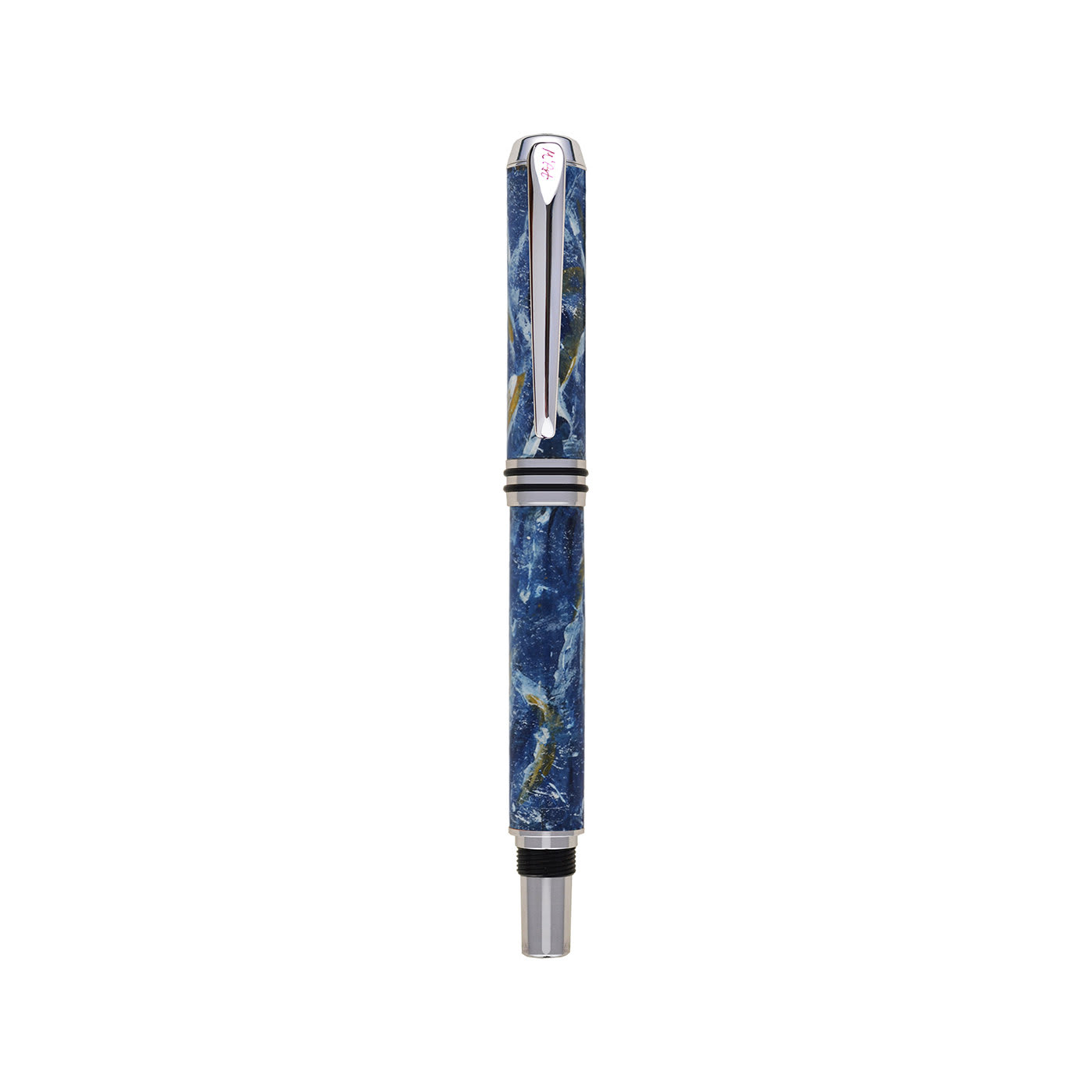 Antea Marbled Blue Roller Pen in Olive Wood - M'Art