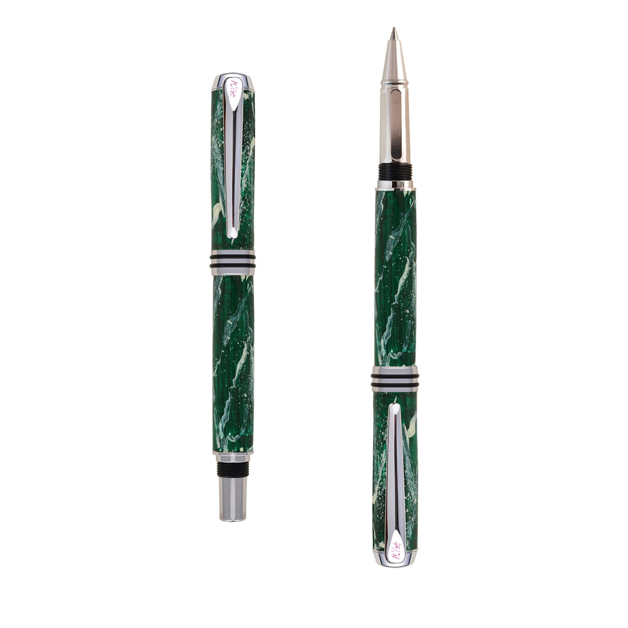 Penna roller Antea verde marmorizzato in legno d'ulivo - Vista principale