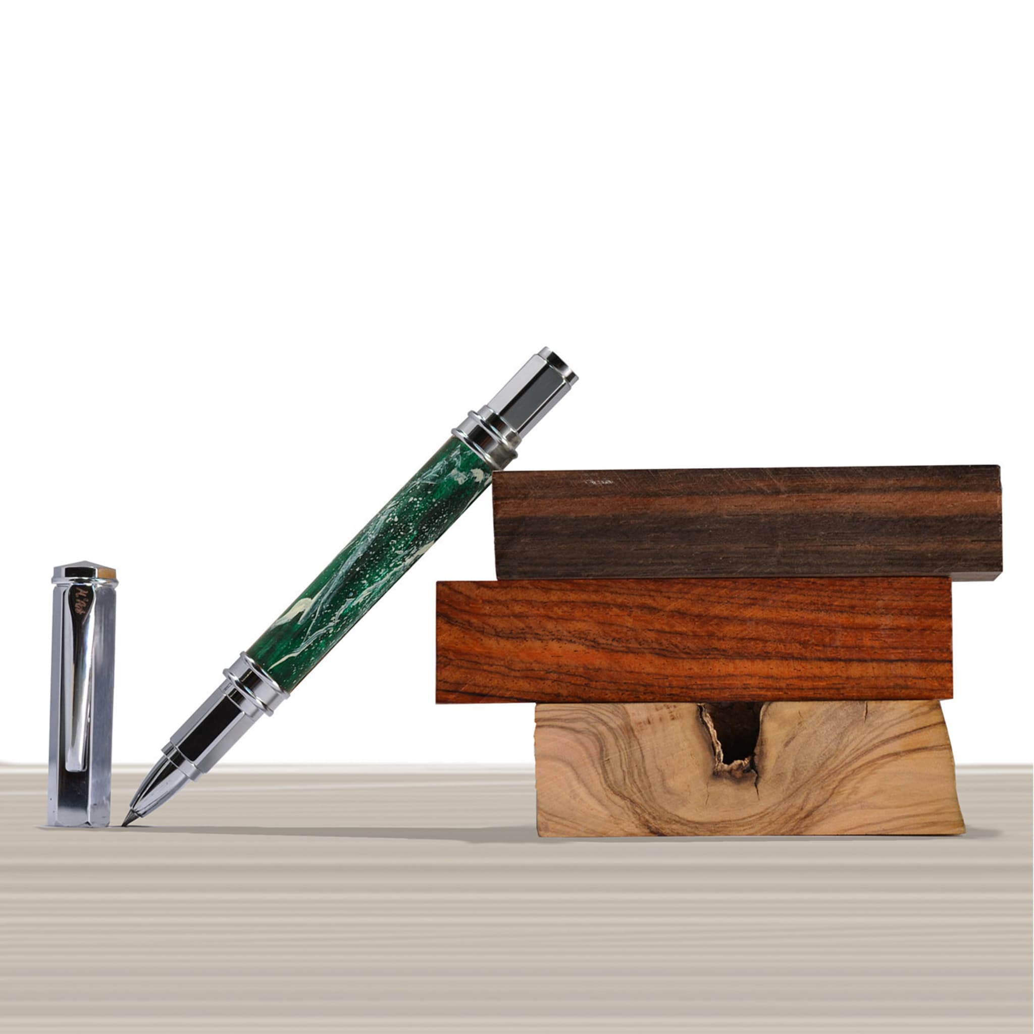 Antea Marbled Green Roller Pen in Olive Wood - Alternative view 3
