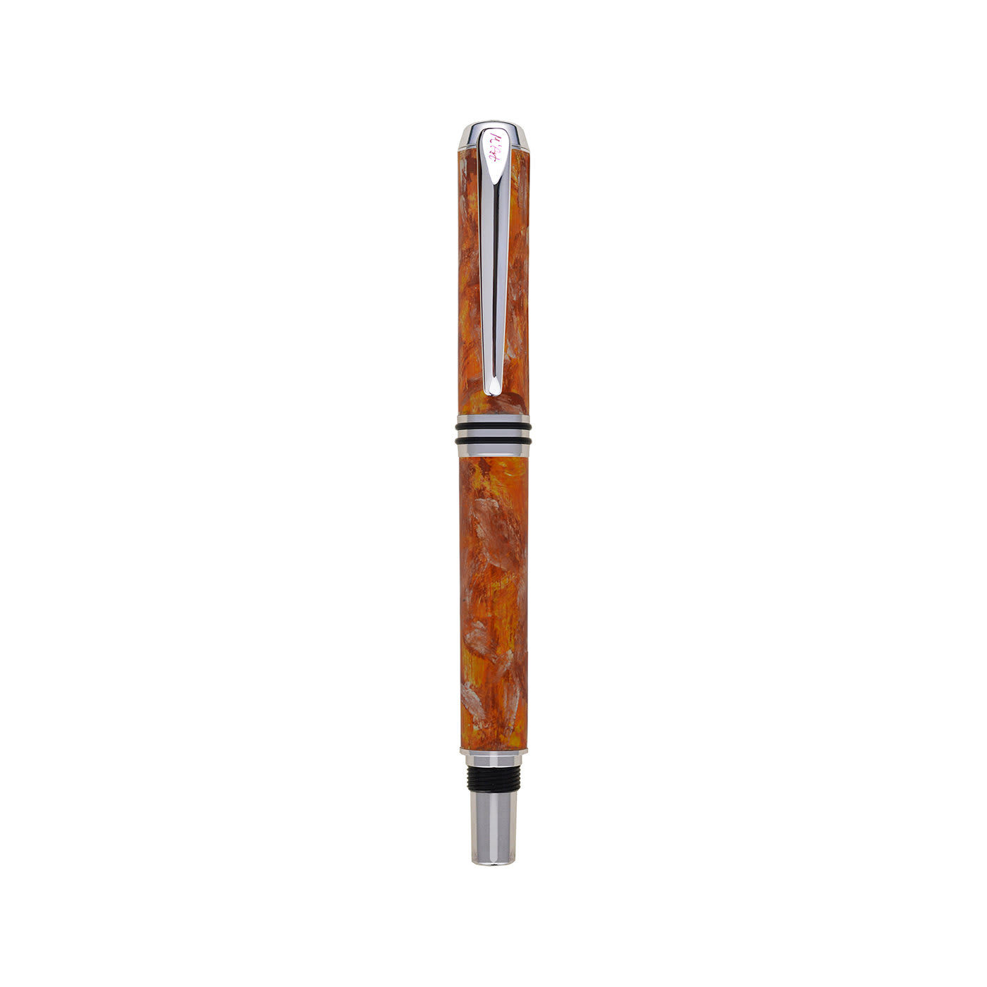 Antea Marbled Orange Fountain Pen in Olive Wood - M'Art