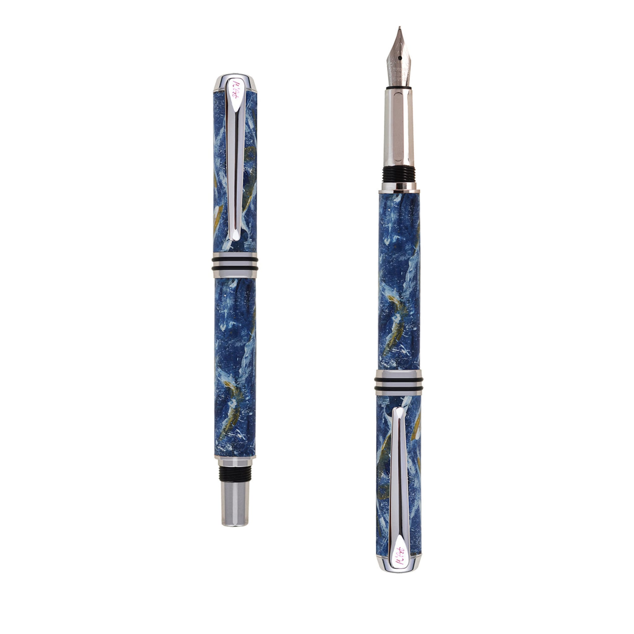 Antea Marbled Blue Fountain Pen in Olive Wood - Main view