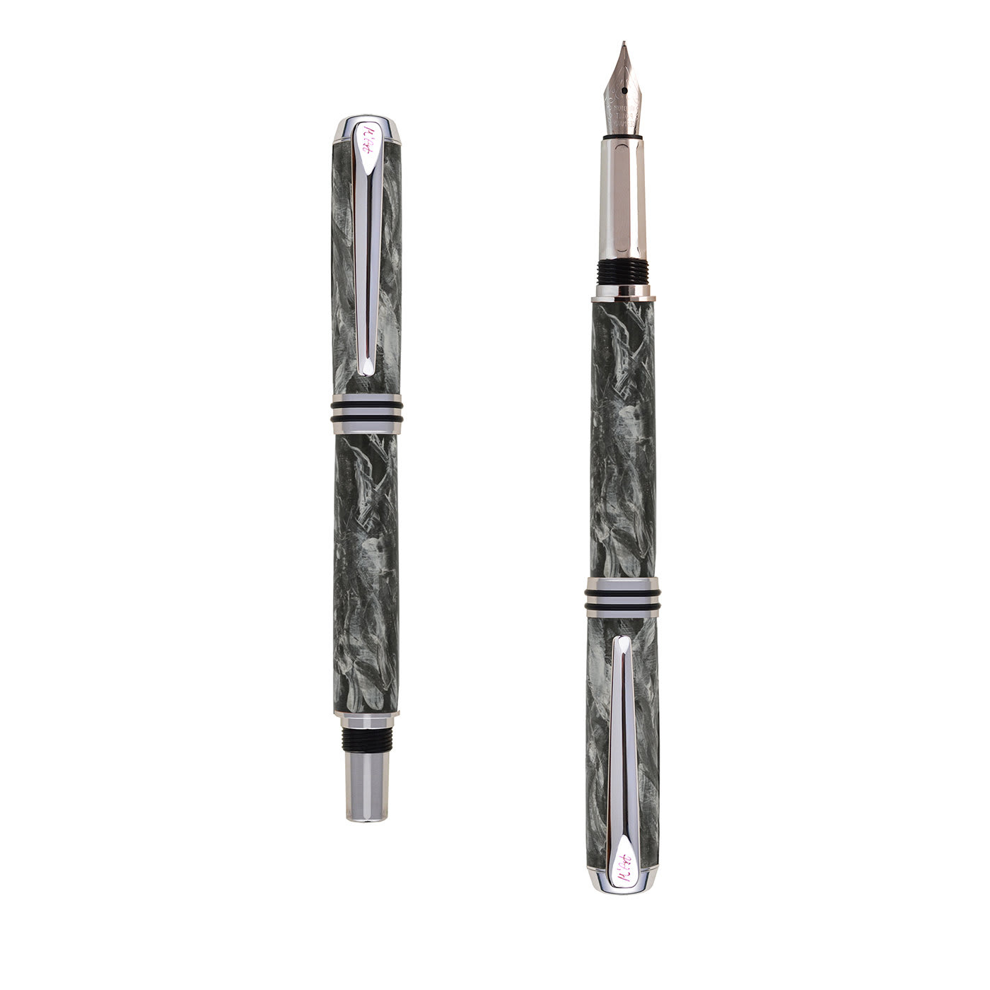 Antea Marbled Gray Fountain Pen in Olive Wood - M'Art