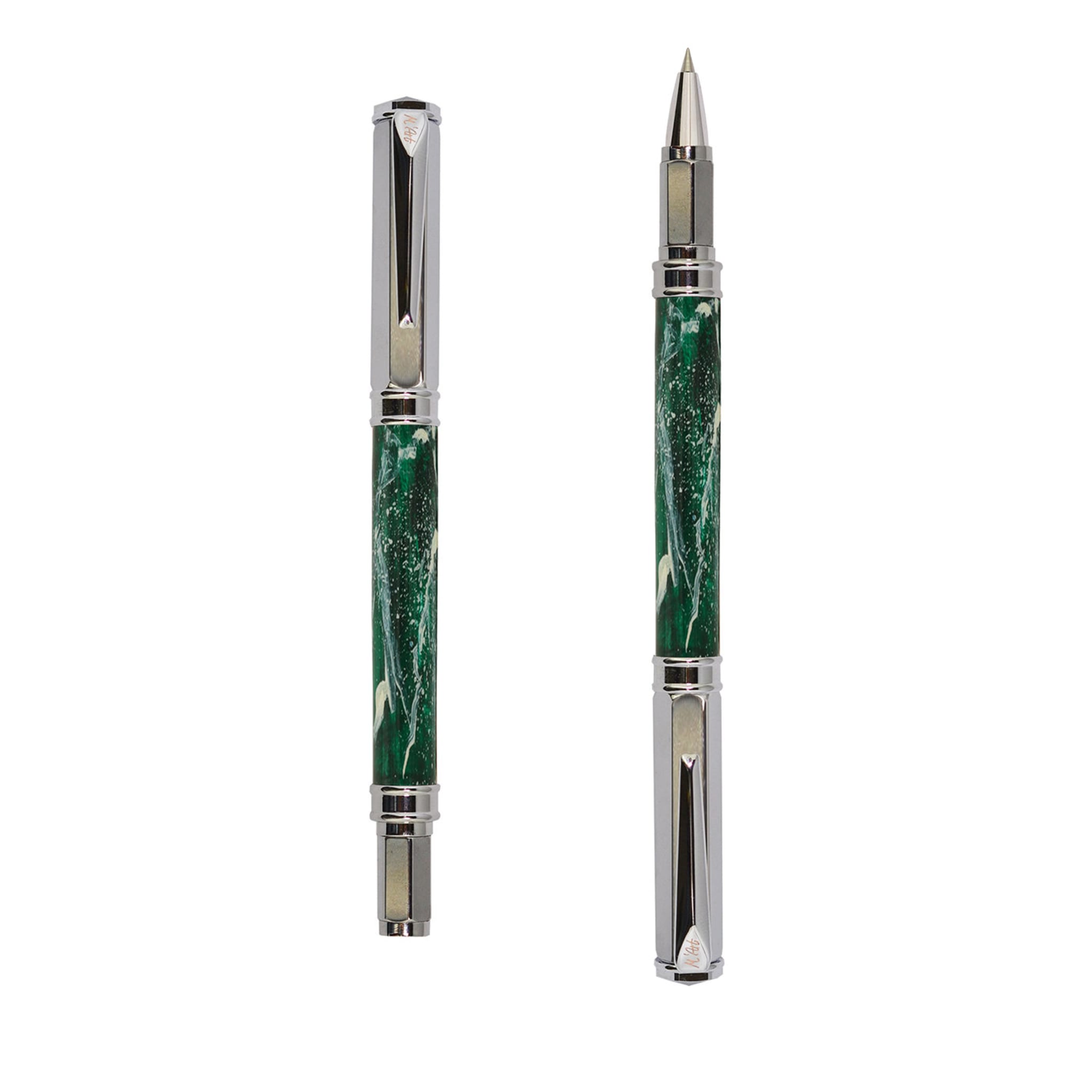 Artemisia Marbled Green Roller Pen in Olive Wood - Main view