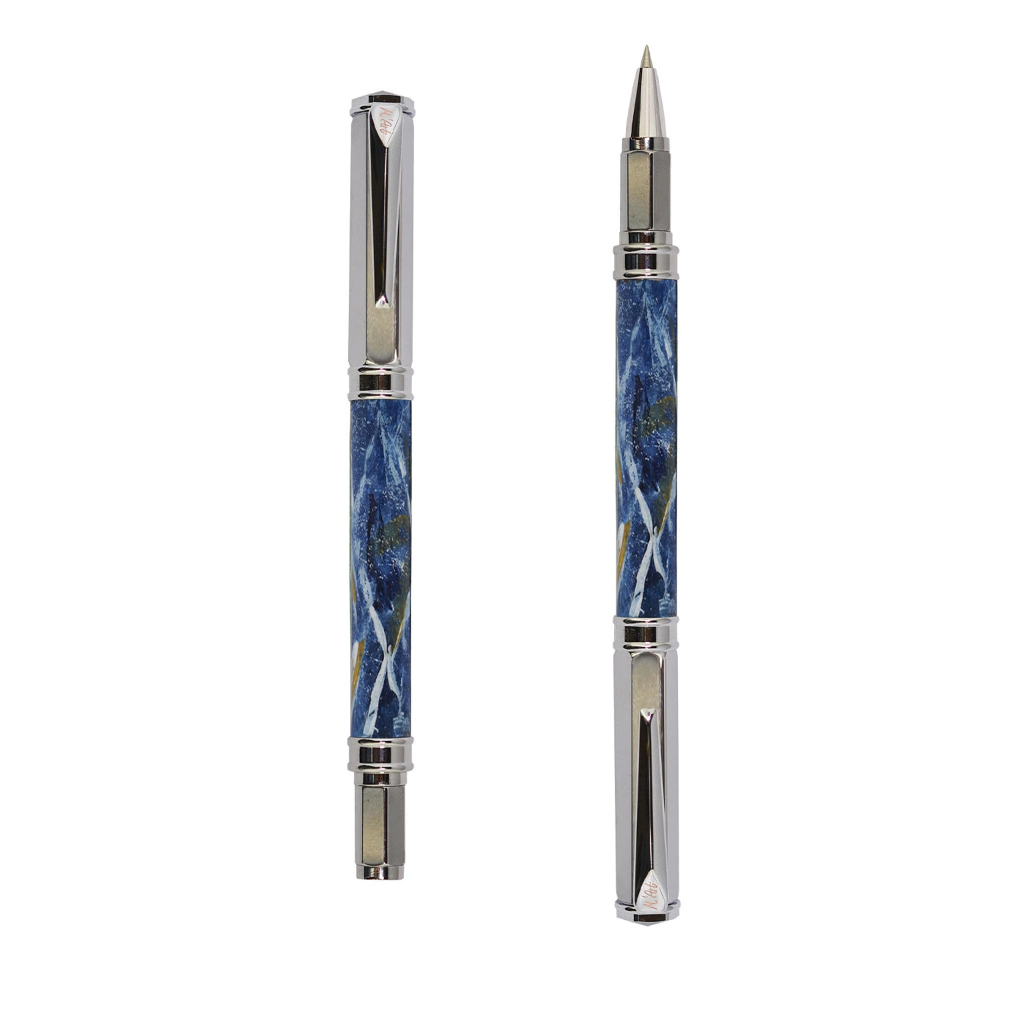 Penna roller Artemisia blu marmorizzata in legno d'ulivo - Vista principale