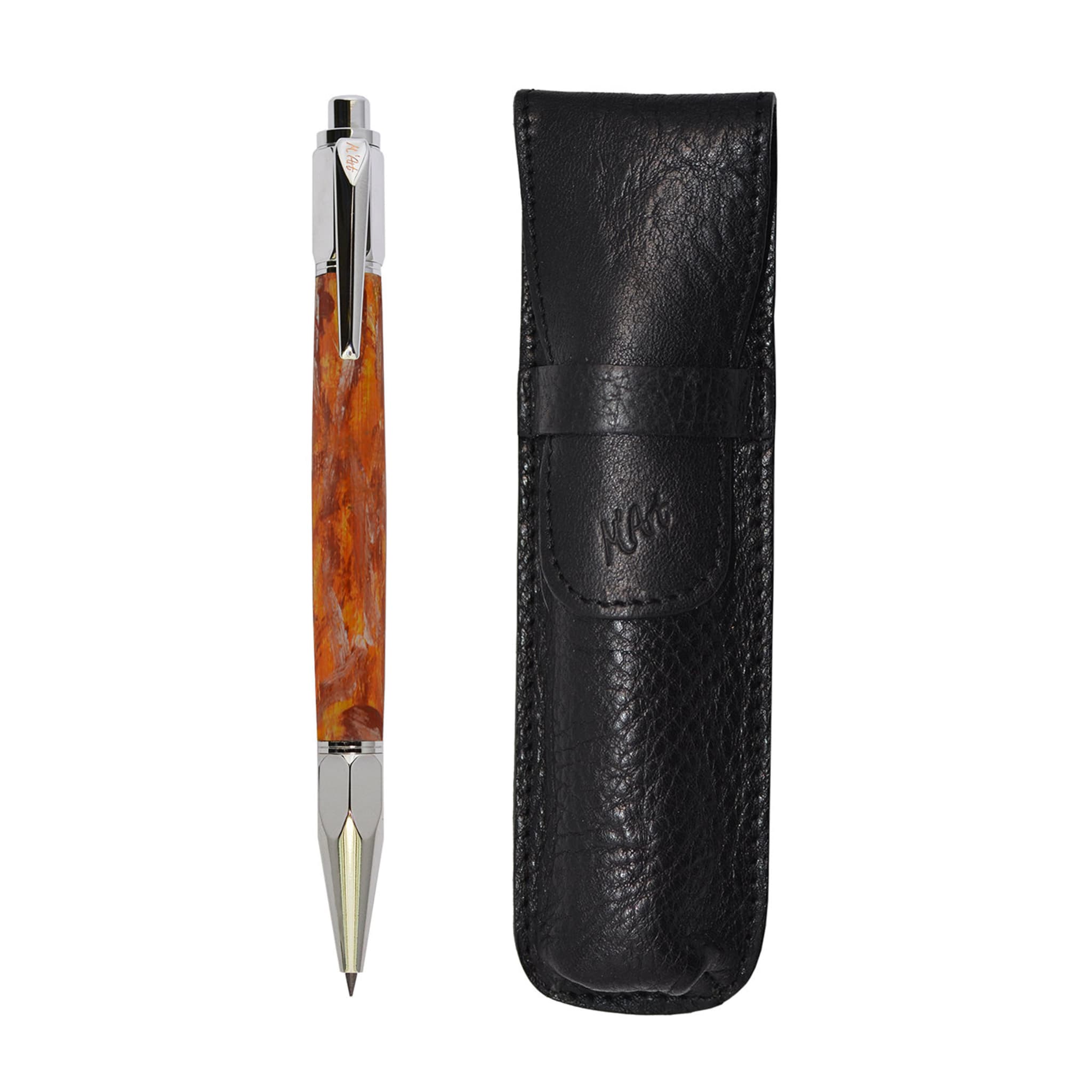Artemisia Marbled Orange Automatic Pencil in Olive Wood - Alternative view 1