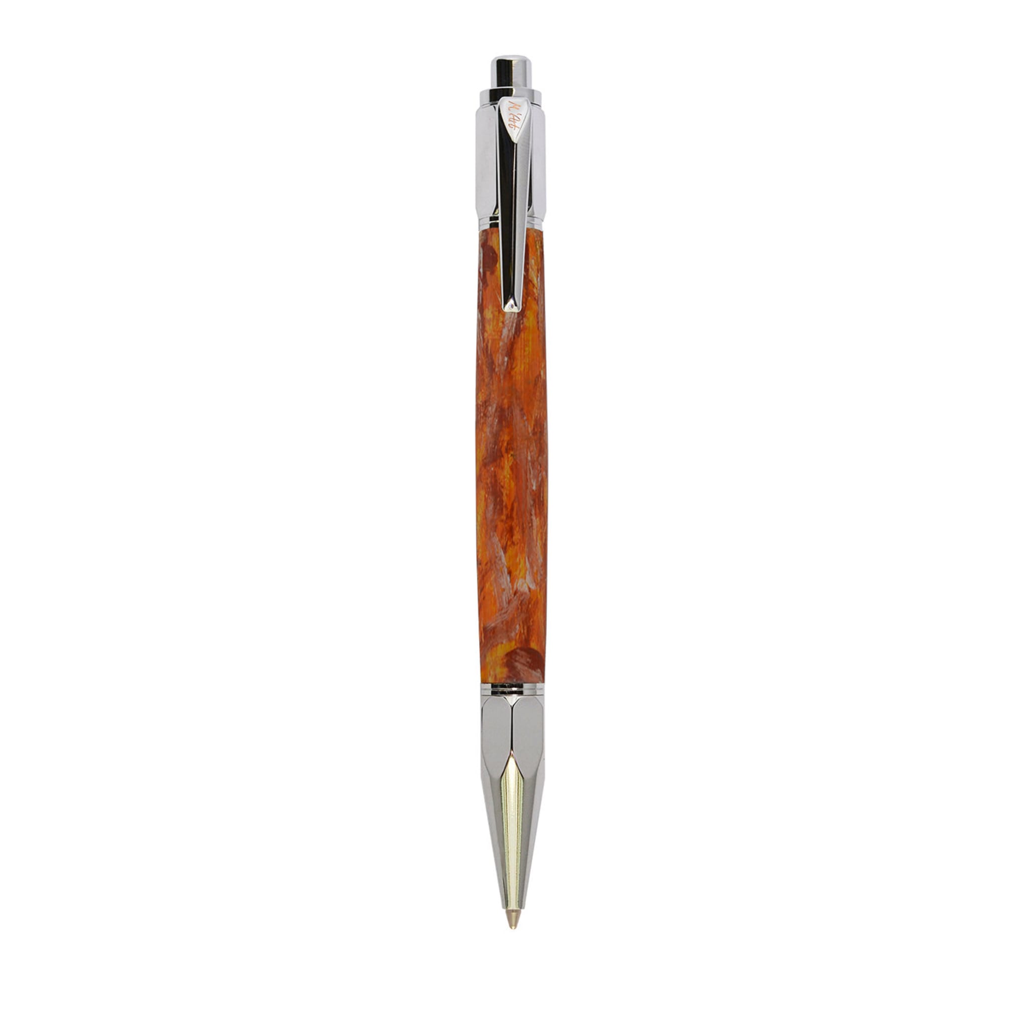 Kugelschreiber Artemisia marmoriert Orange in Olivenholz - Hauptansicht