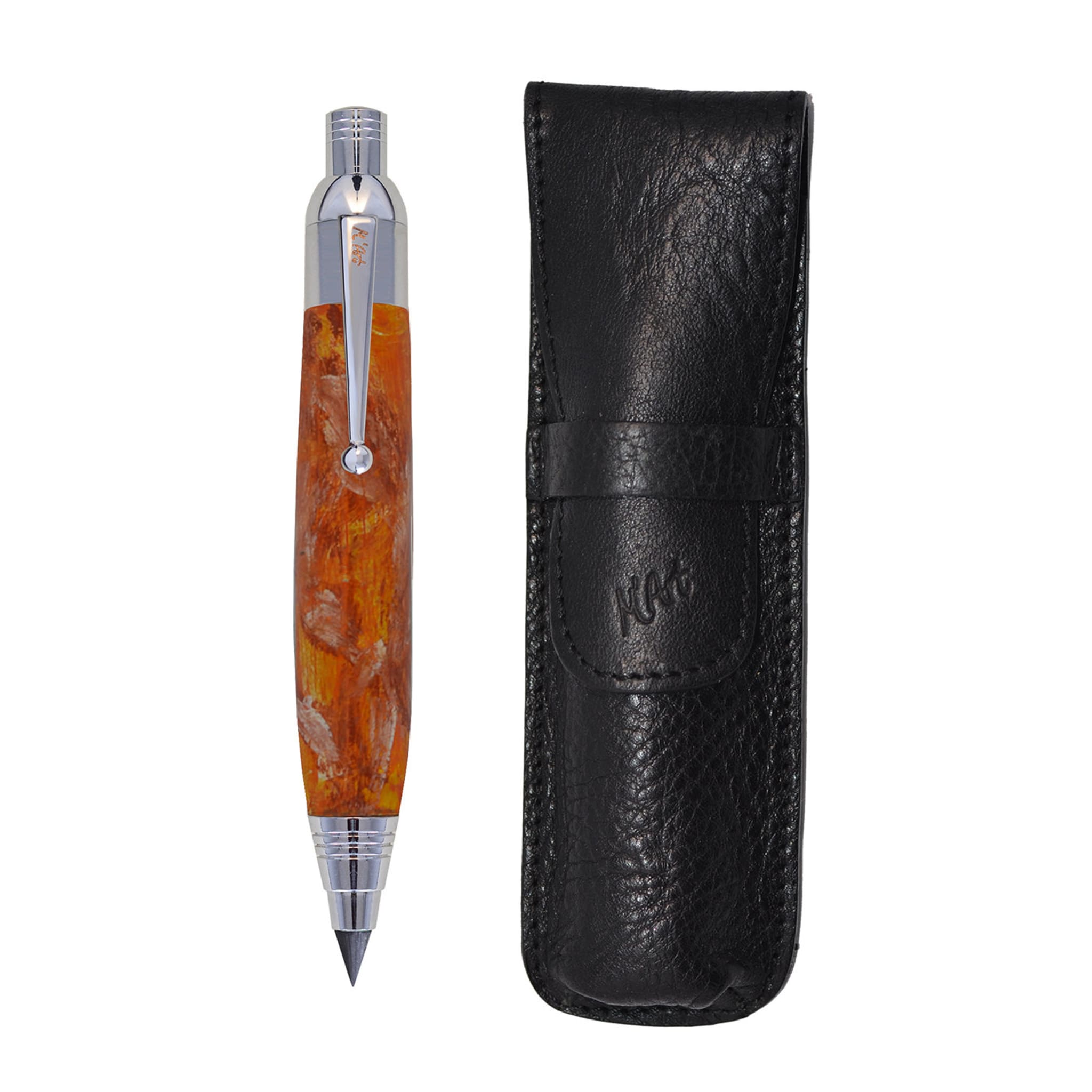 Botero Marbled Orange Automatic Pencil in Olive Wood - Alternative view 1