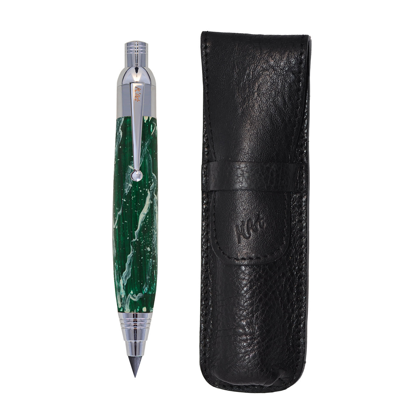 Botero Marbled Green Automatic Pencil in Olive Wood - M'Art