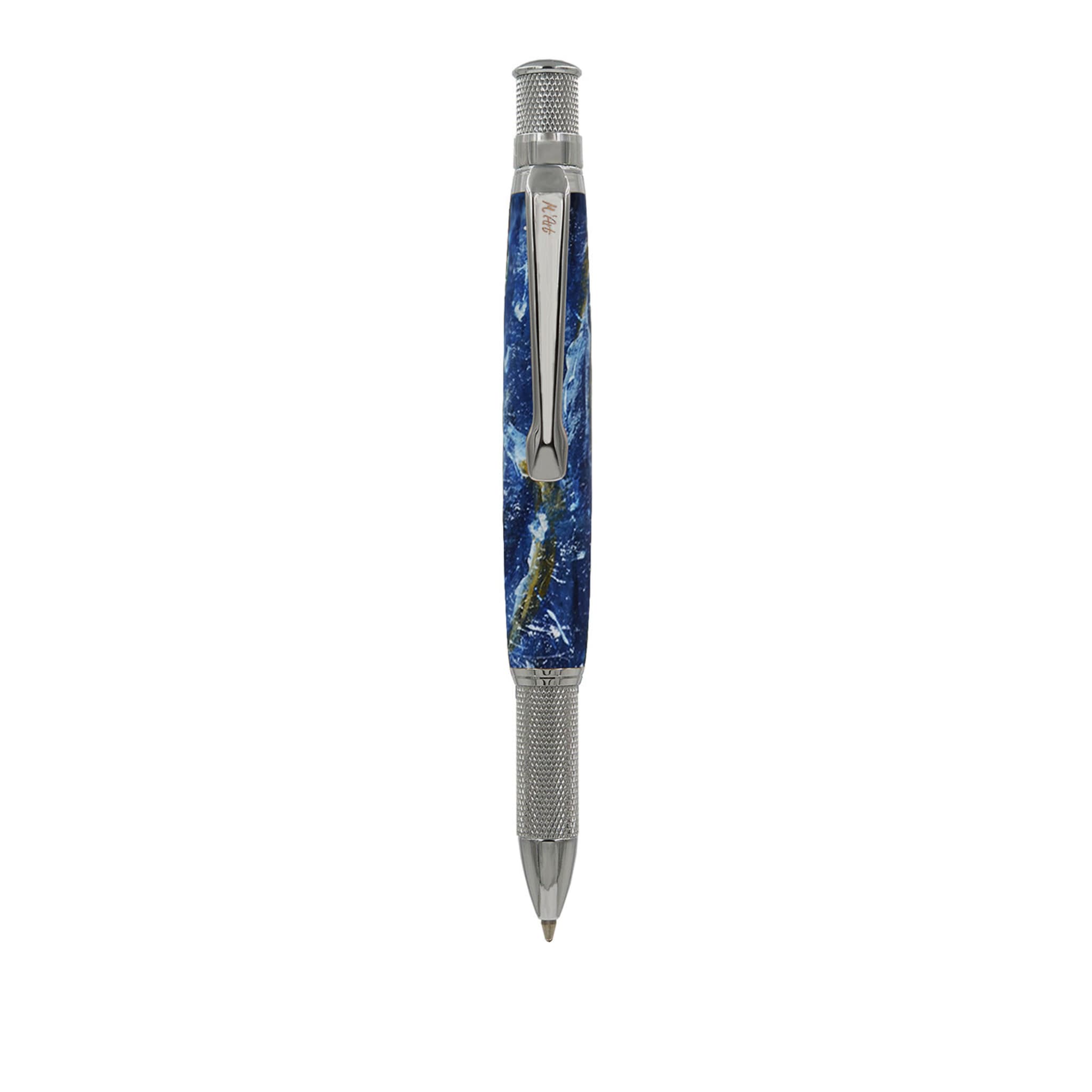 Contemporanea Marbled Blue Ballpoint Pen in Olive Wood - Main view