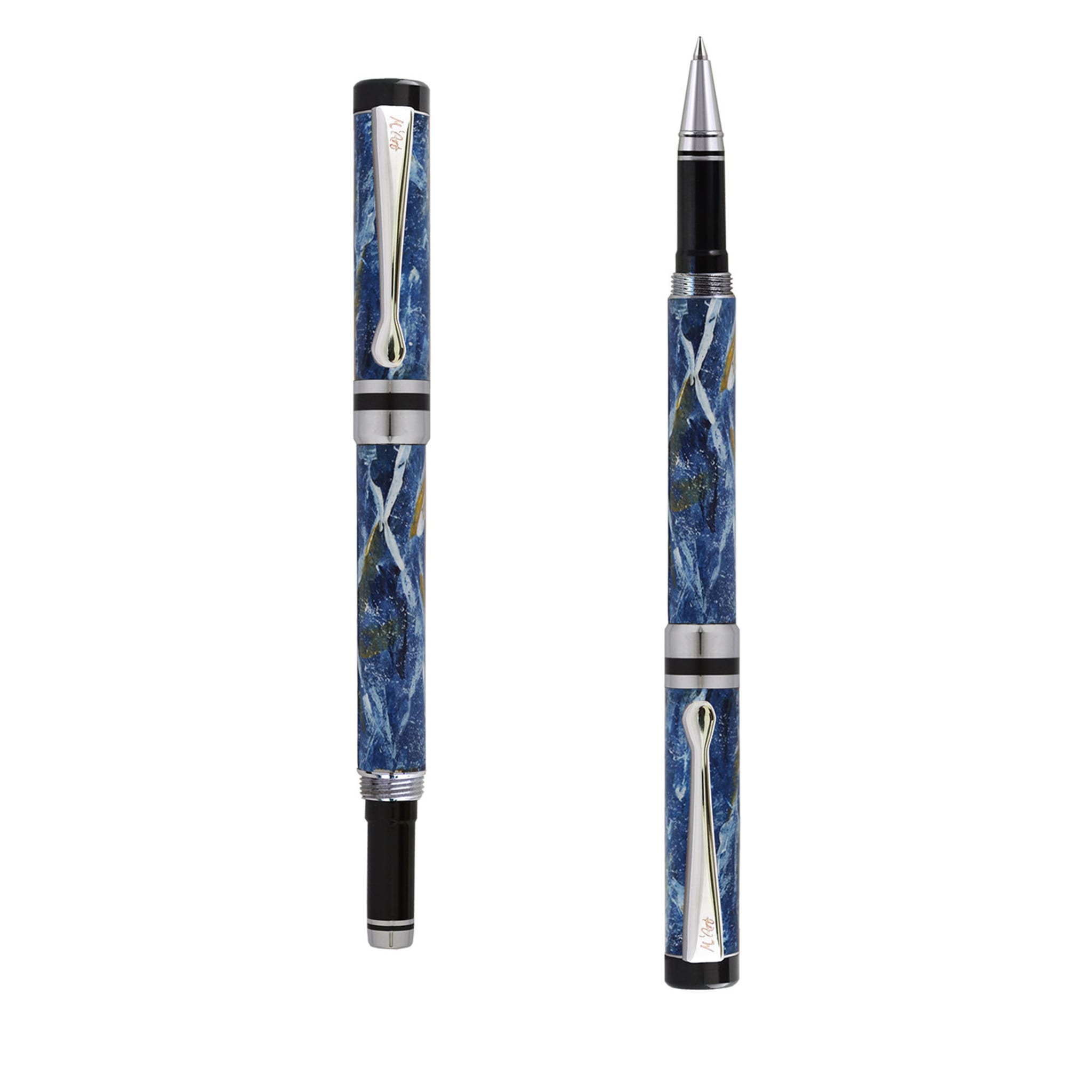 Ipazia Marbled Blue Roller Pen in Olive Wood - Main view