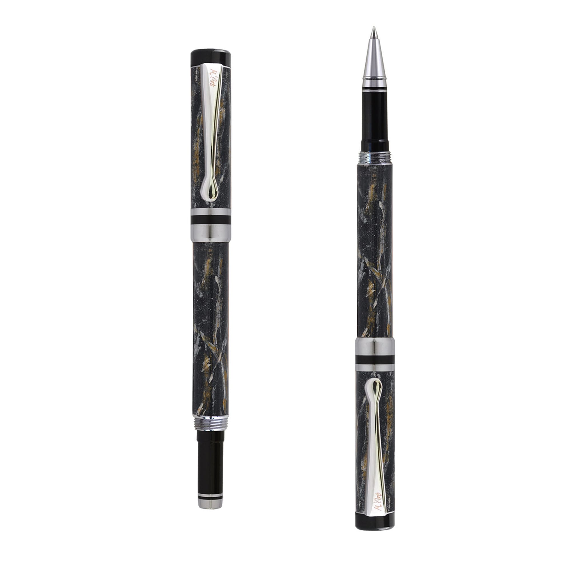Ipazia Marbled Black Roller Pen in Olive Wood - Main view