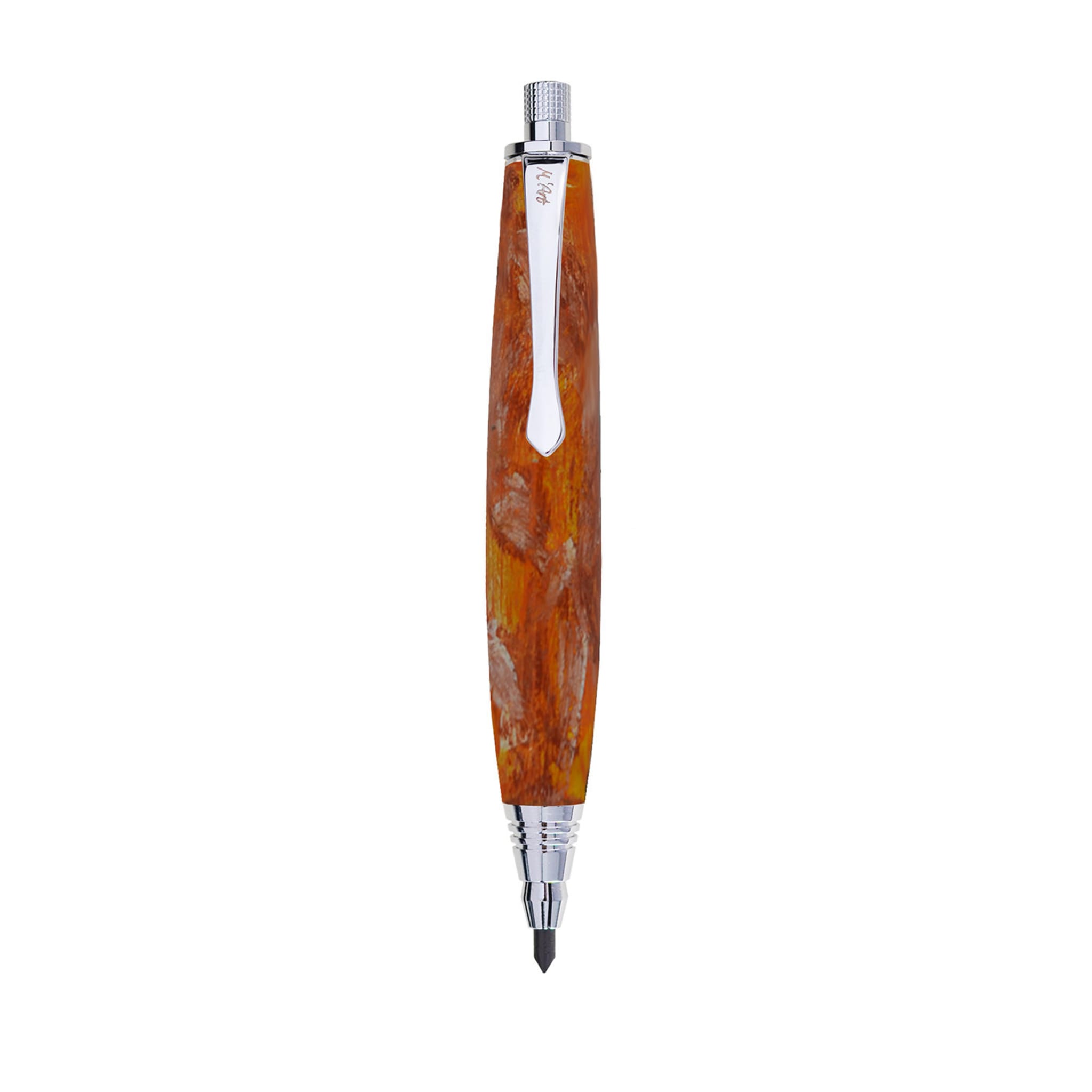 Ligabue Marbled Orange Automatic Pencil in Olive Wood - Main view