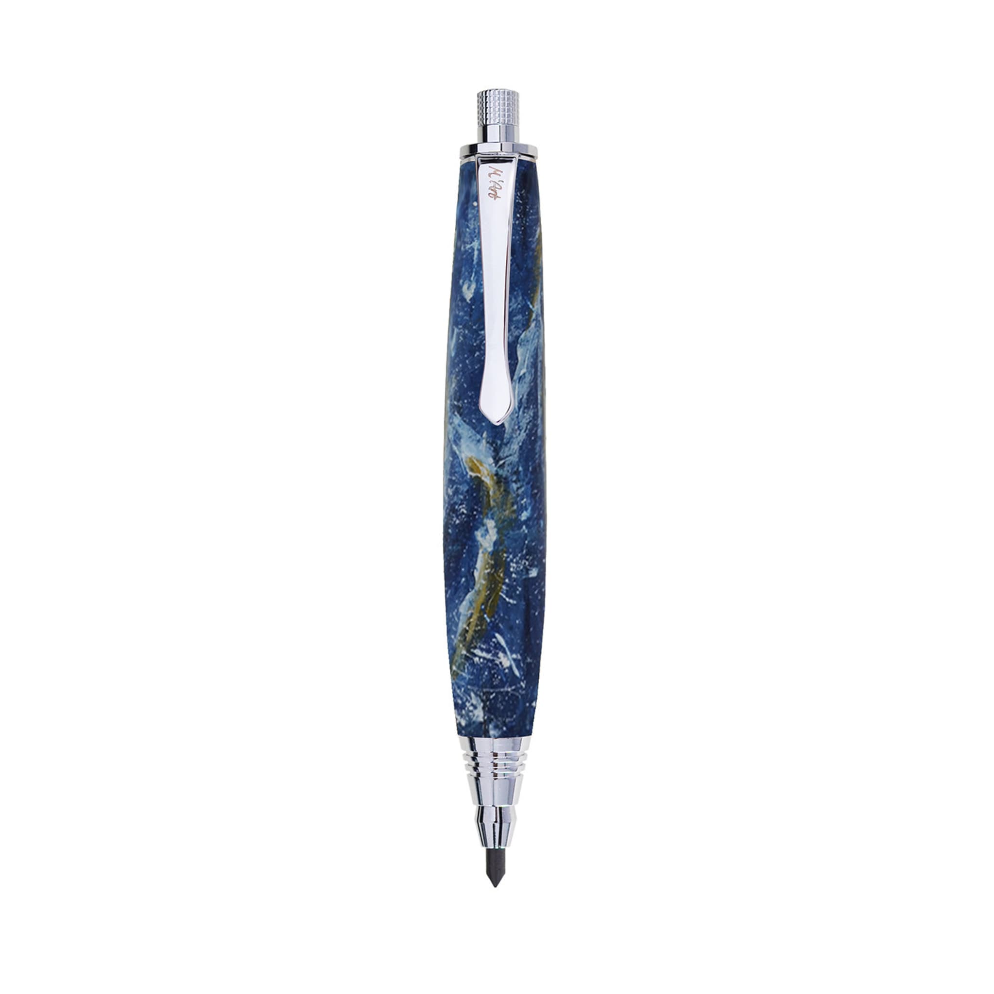 Ligabue Marbled Blue Automatic Pencil in Olive Wood - Main view