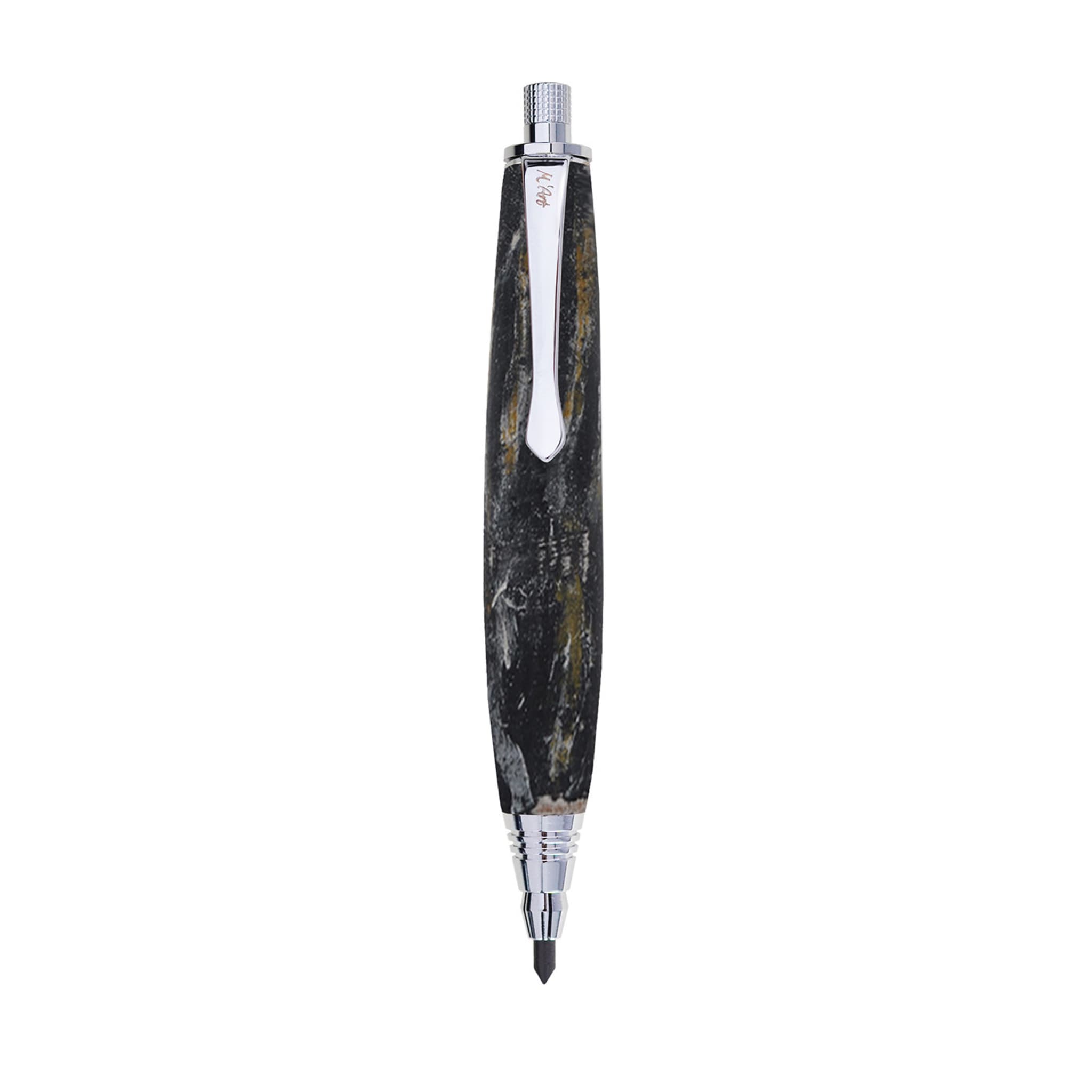 Ligabue marmorierter schwarzer Automatik-Bleistift in Olivenholz - Hauptansicht