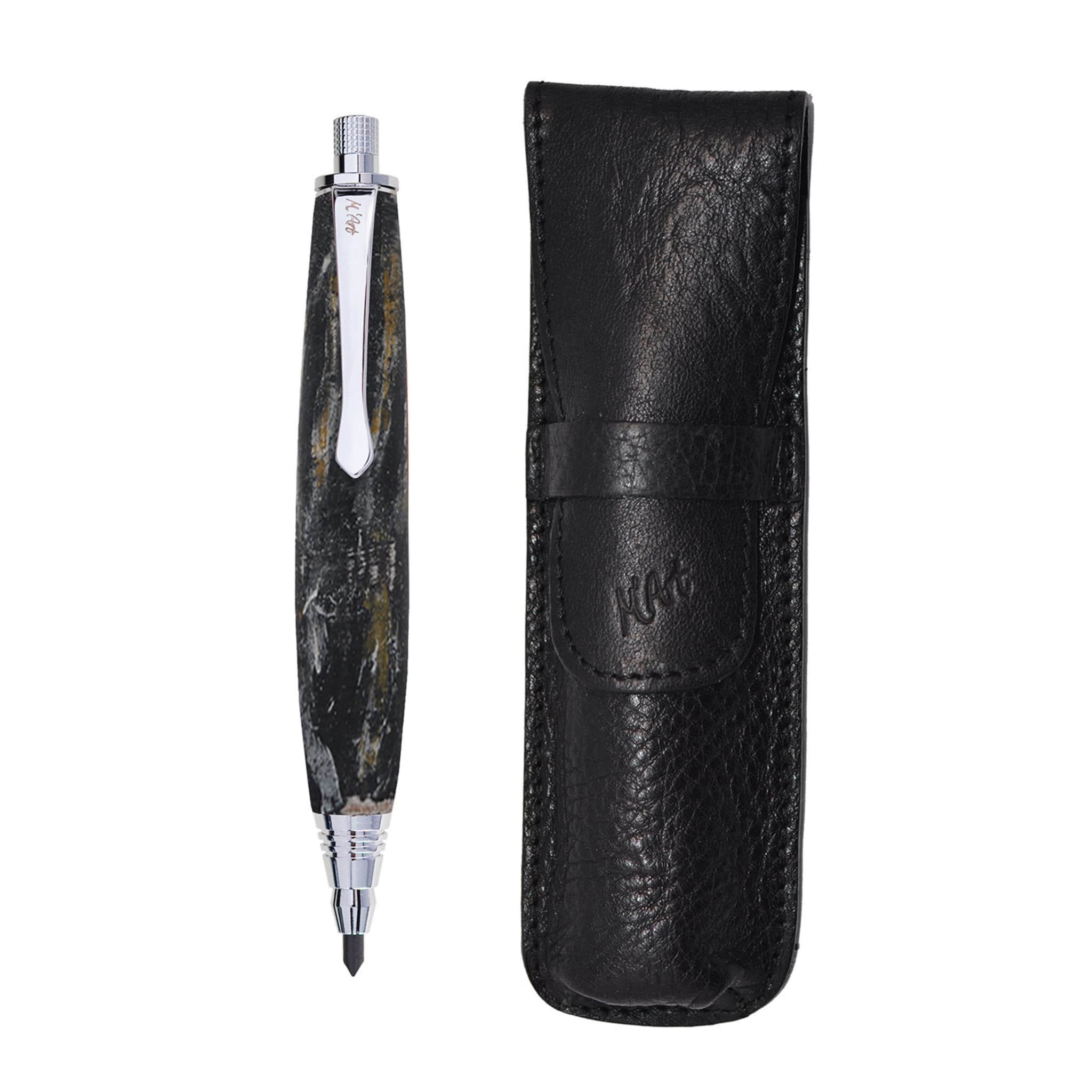 Ligabue Marbled Black Automatic Pencil in Olive Wood - Alternative view 1