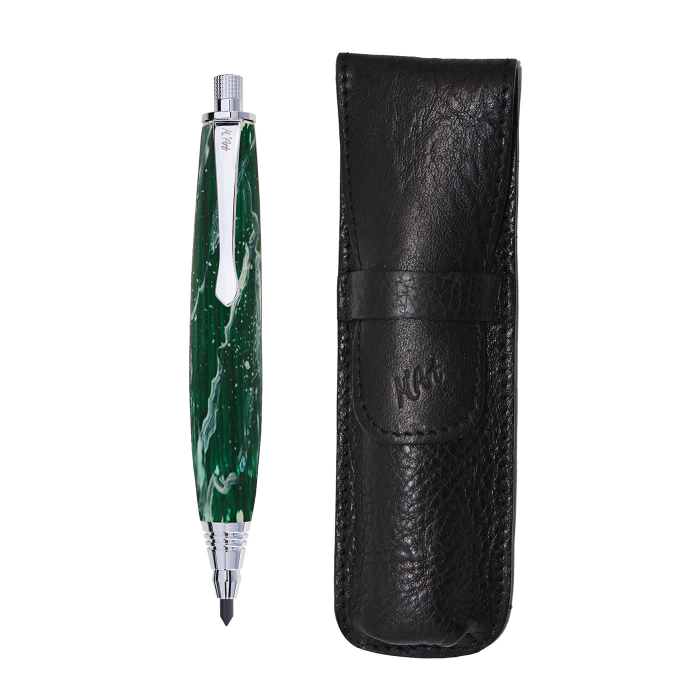 Ligabue Marbled Green Automatic Pencil in Olive Wood - M'Art