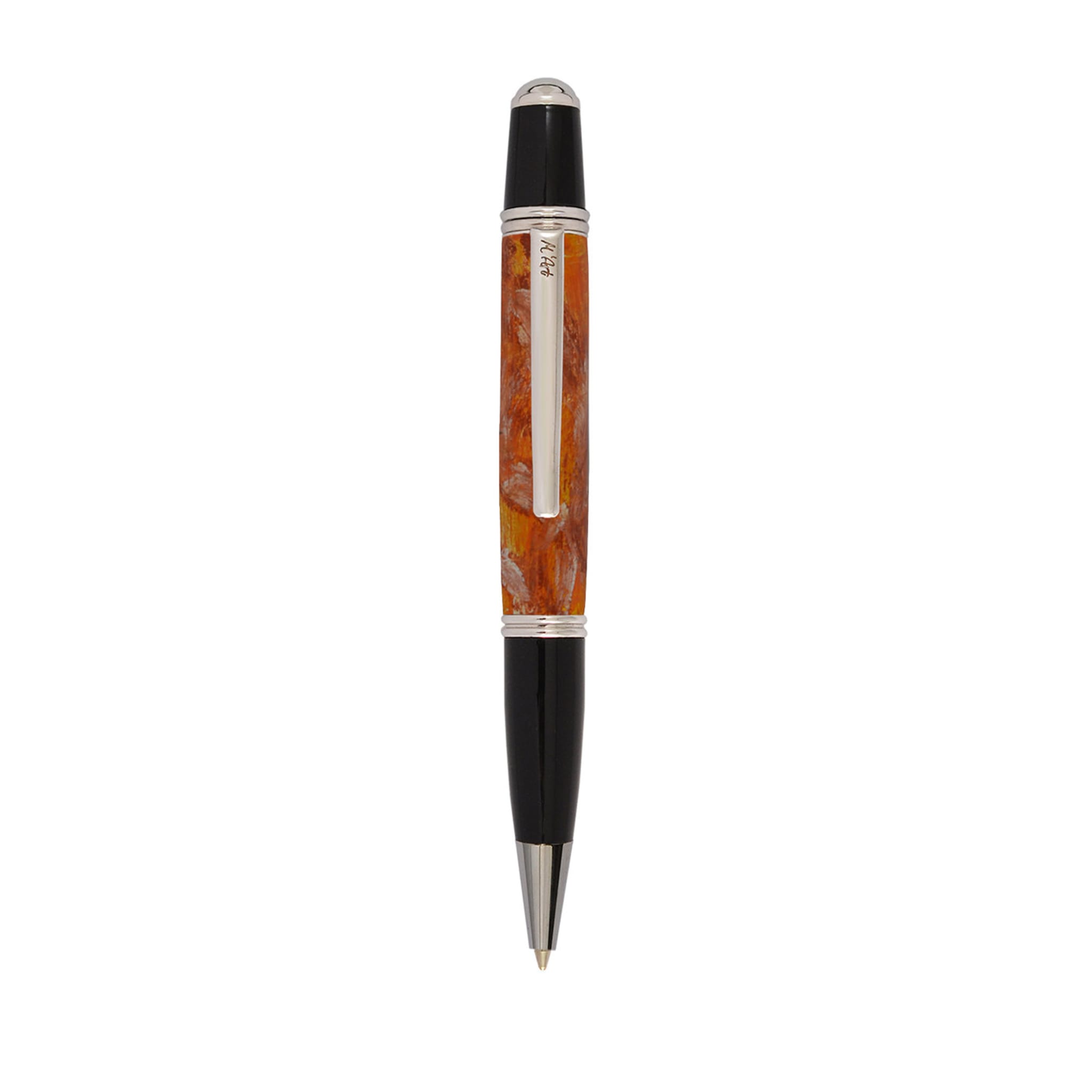 Mantinea Marbled Orange Ballpoint Pen in Olive Wood - Main view