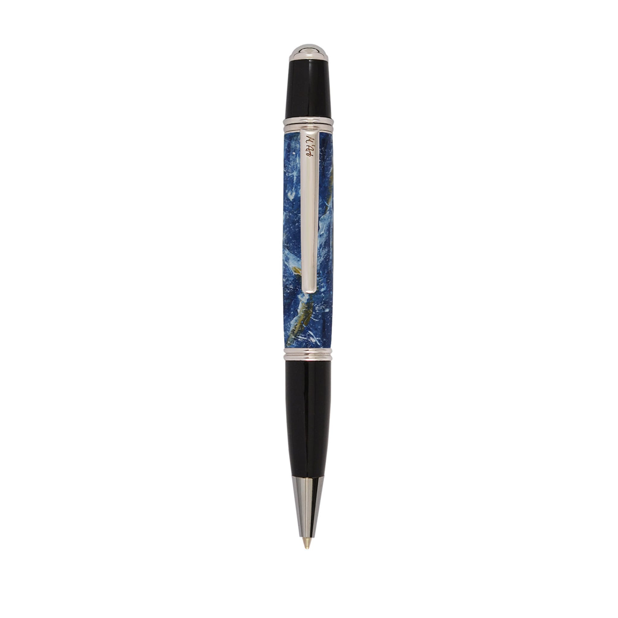 Mantinea Marmorierter Blauer Kugelschreiber in Olivenholz - Hauptansicht