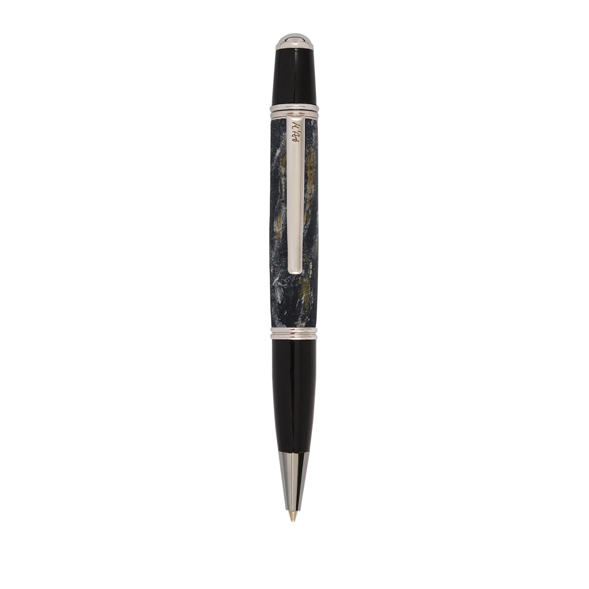 Mantinea Marmorierter schwarzer Kugelschreiber in Olivenholz - Hauptansicht