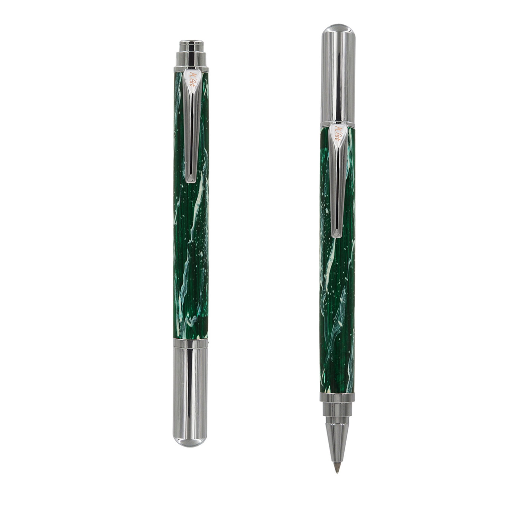 Matera Marbled Green Roller Pen in Olive Wood - Main view