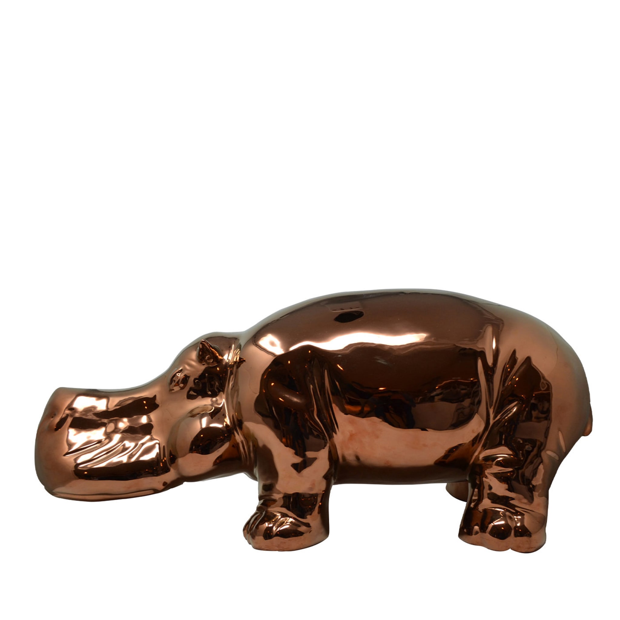 Escultura de hipopótamo de oro envejecido - Vista principal