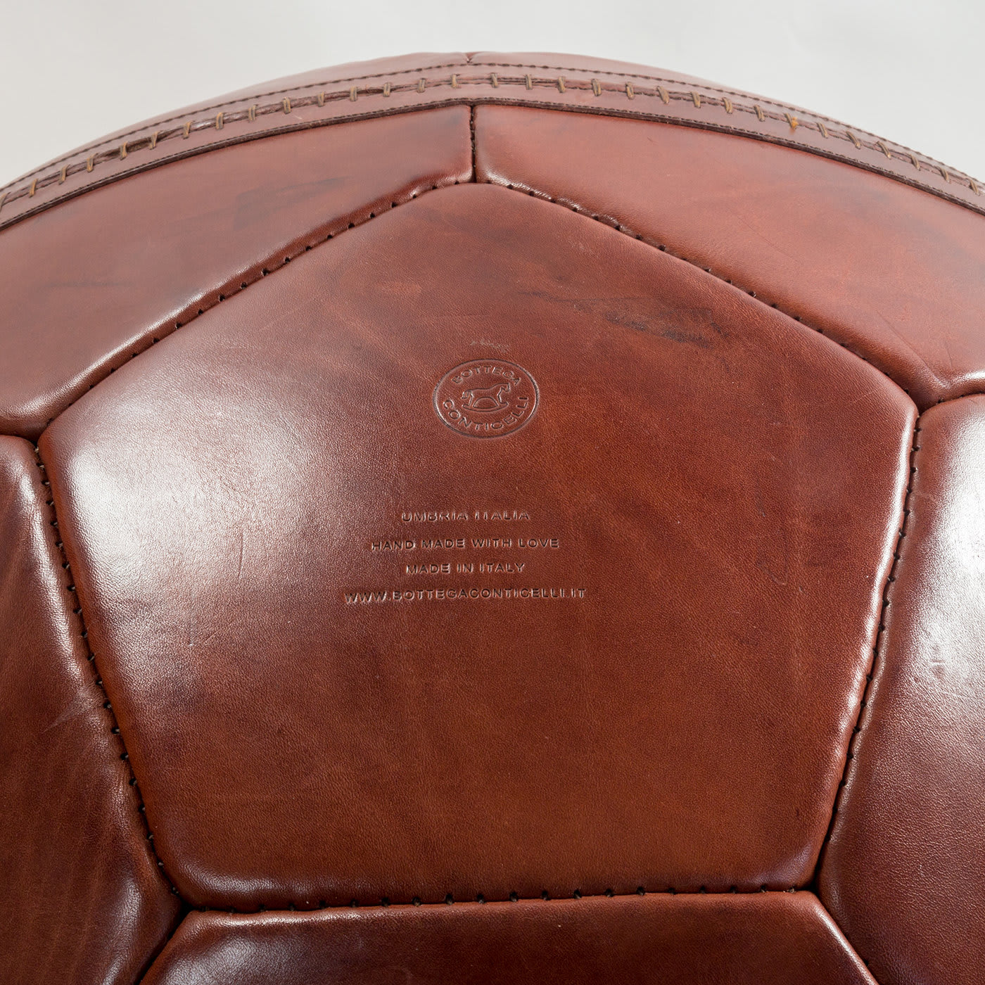 Large Soccer Ball Pouf Brown - Bottega Conticelli