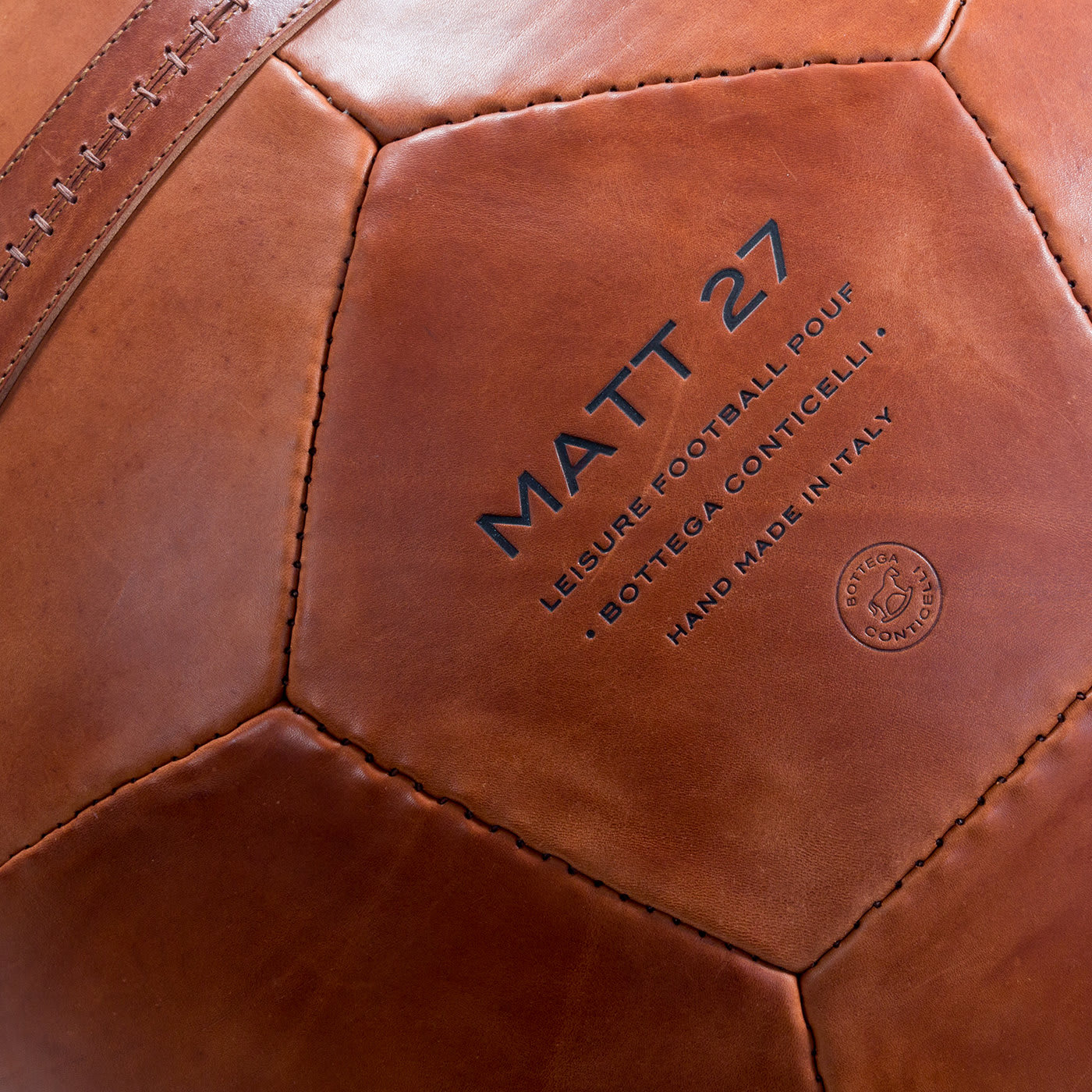 Large Soccer Ball Pouf Brown - Bottega Conticelli