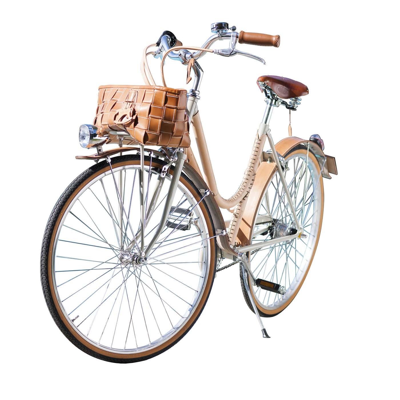 Women's Leather- Covered Bicycle Natural - Bottega Conticelli