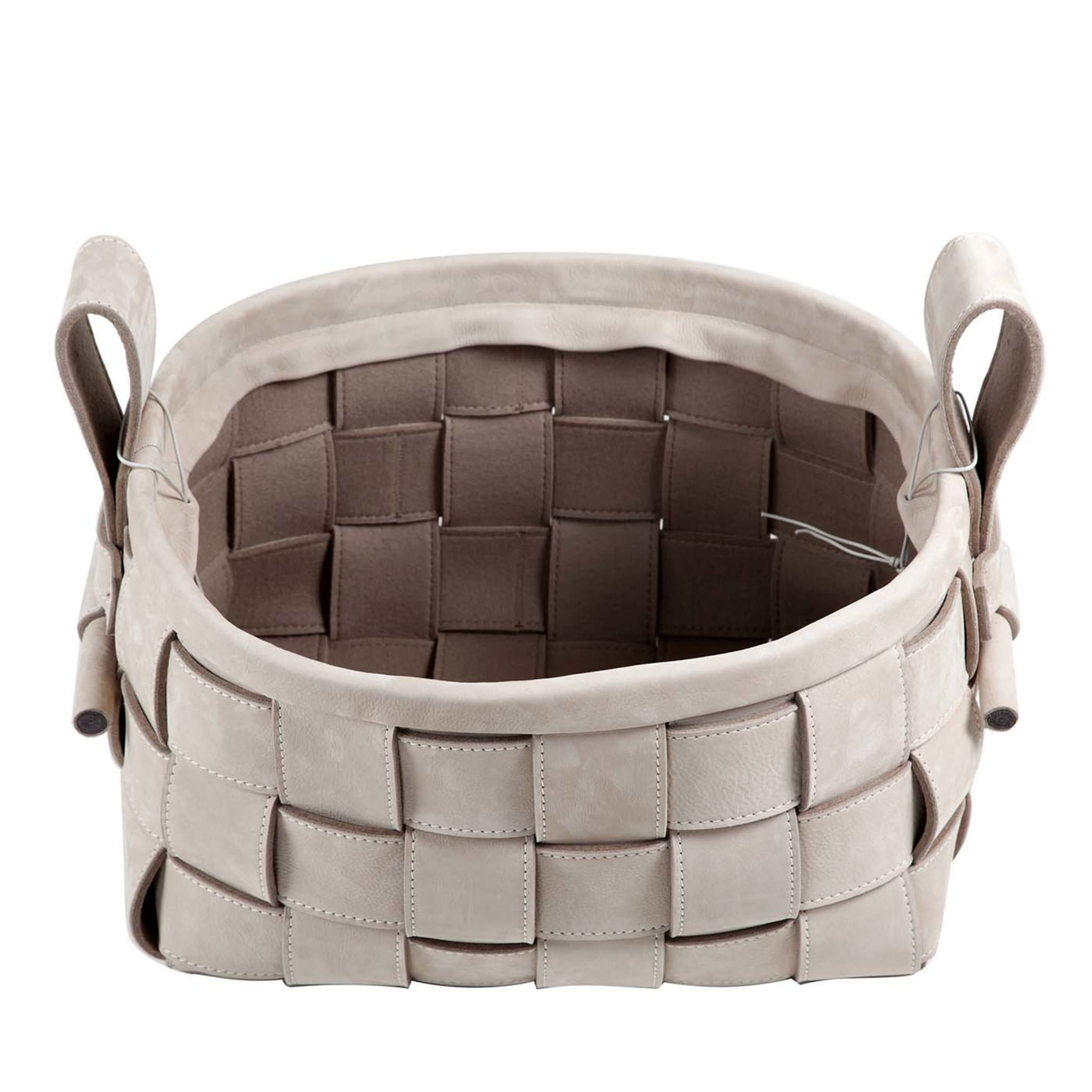 Woven Leather Basket Gray - Main view