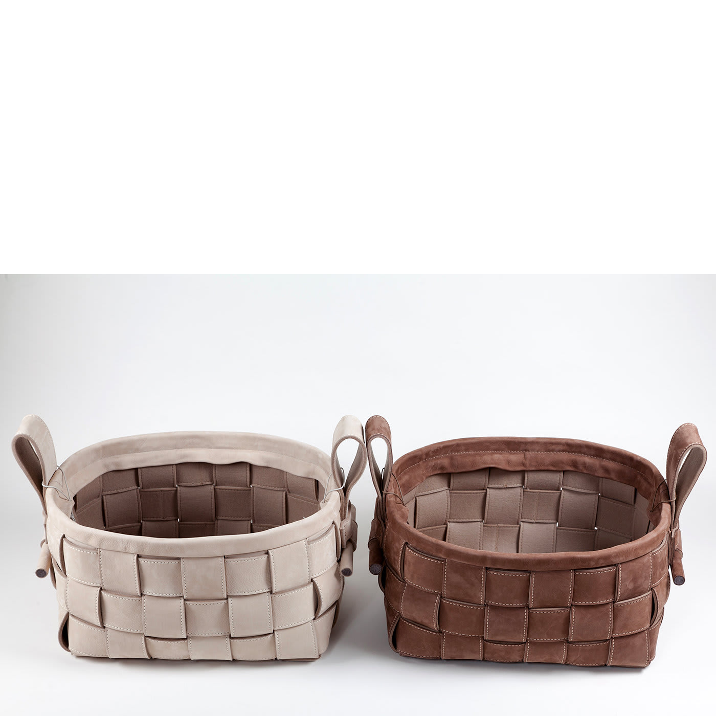 Woven Leather Basket Brown - Bottega Conticelli
