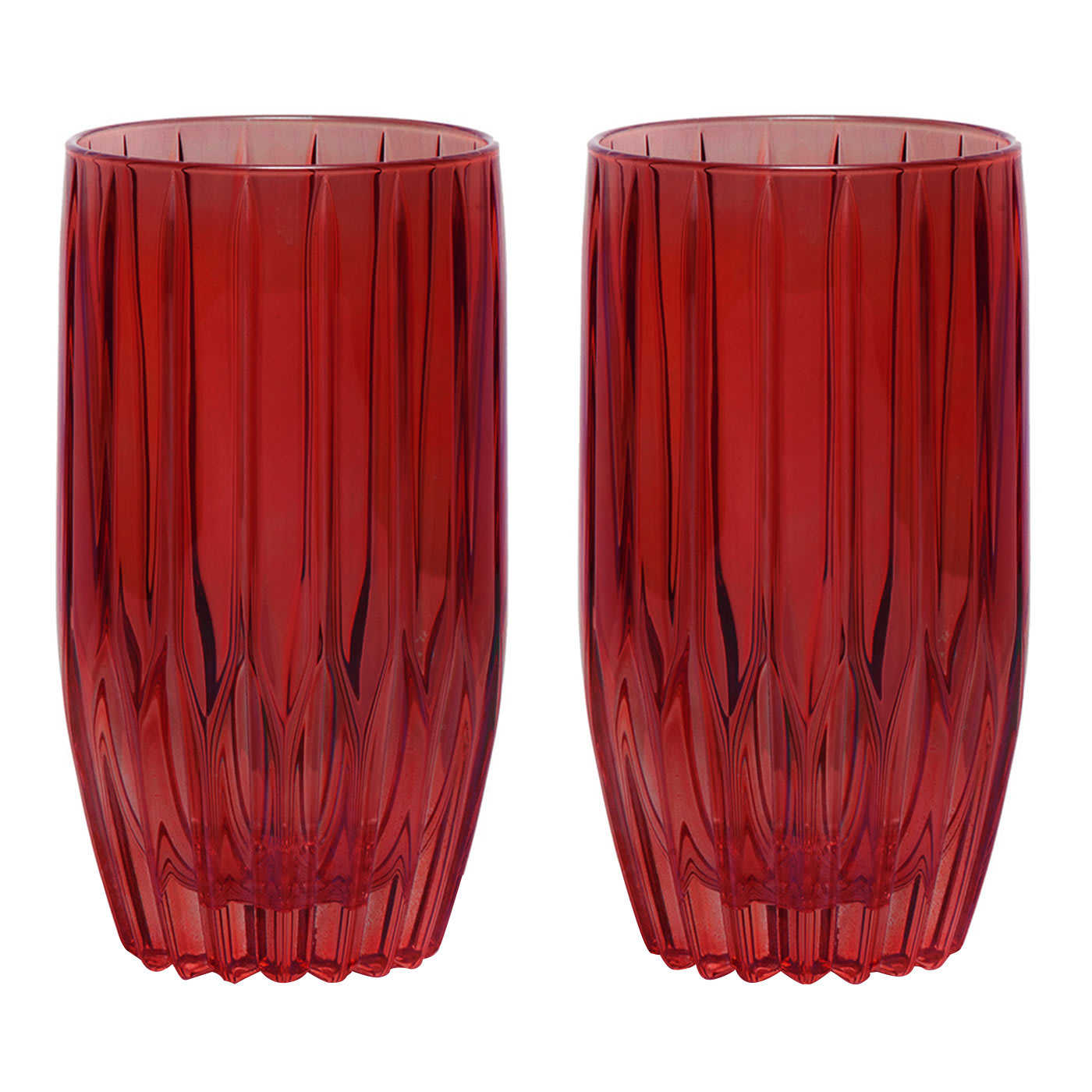 Set of 2 Large Red Tumbler Glasses - Luisa Beccaria