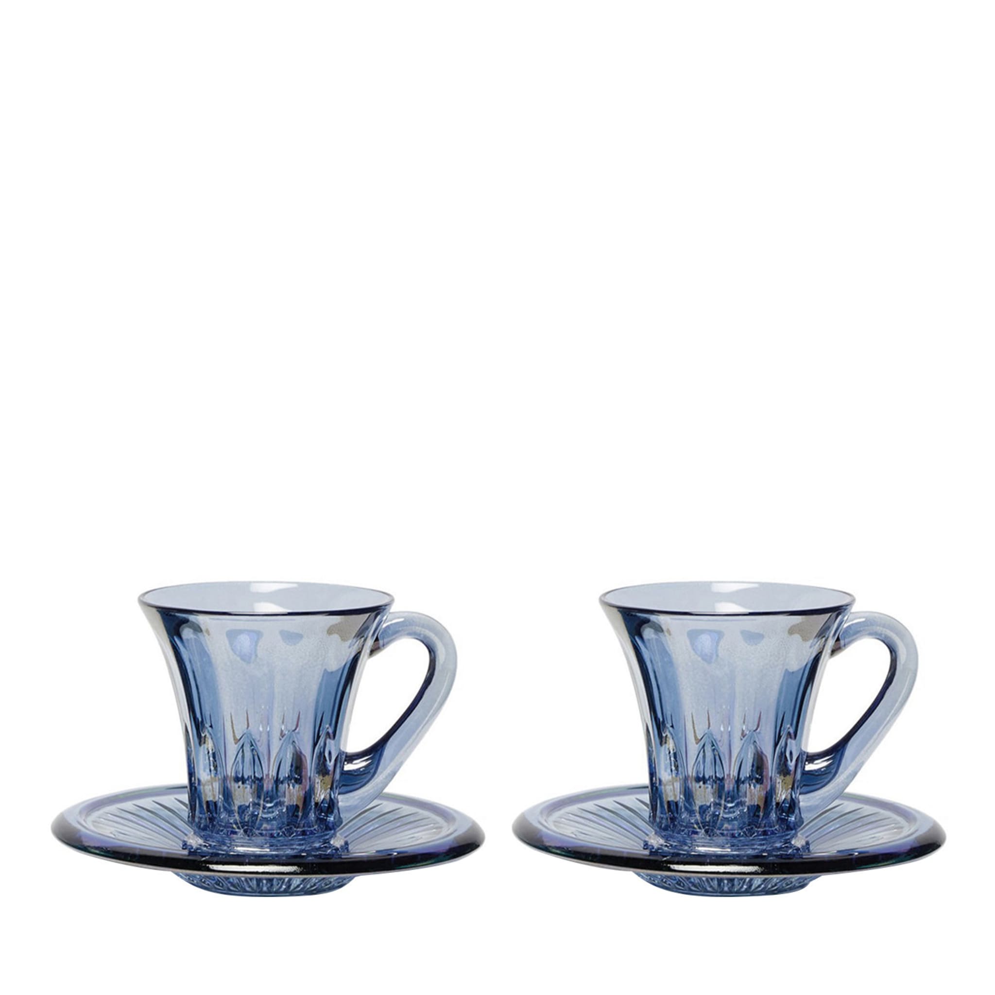 Prestige 2er-Set transparente blaue Espresso-Tassen - Hauptansicht