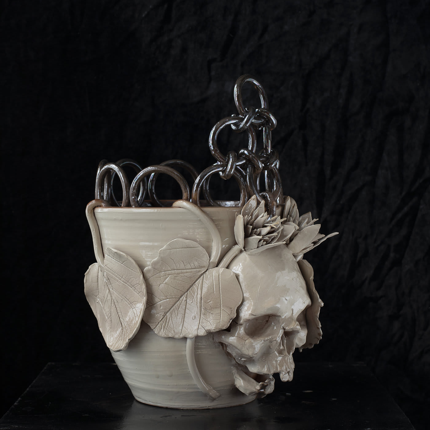 Lotus and Skull Vase - Sebastiano Leta