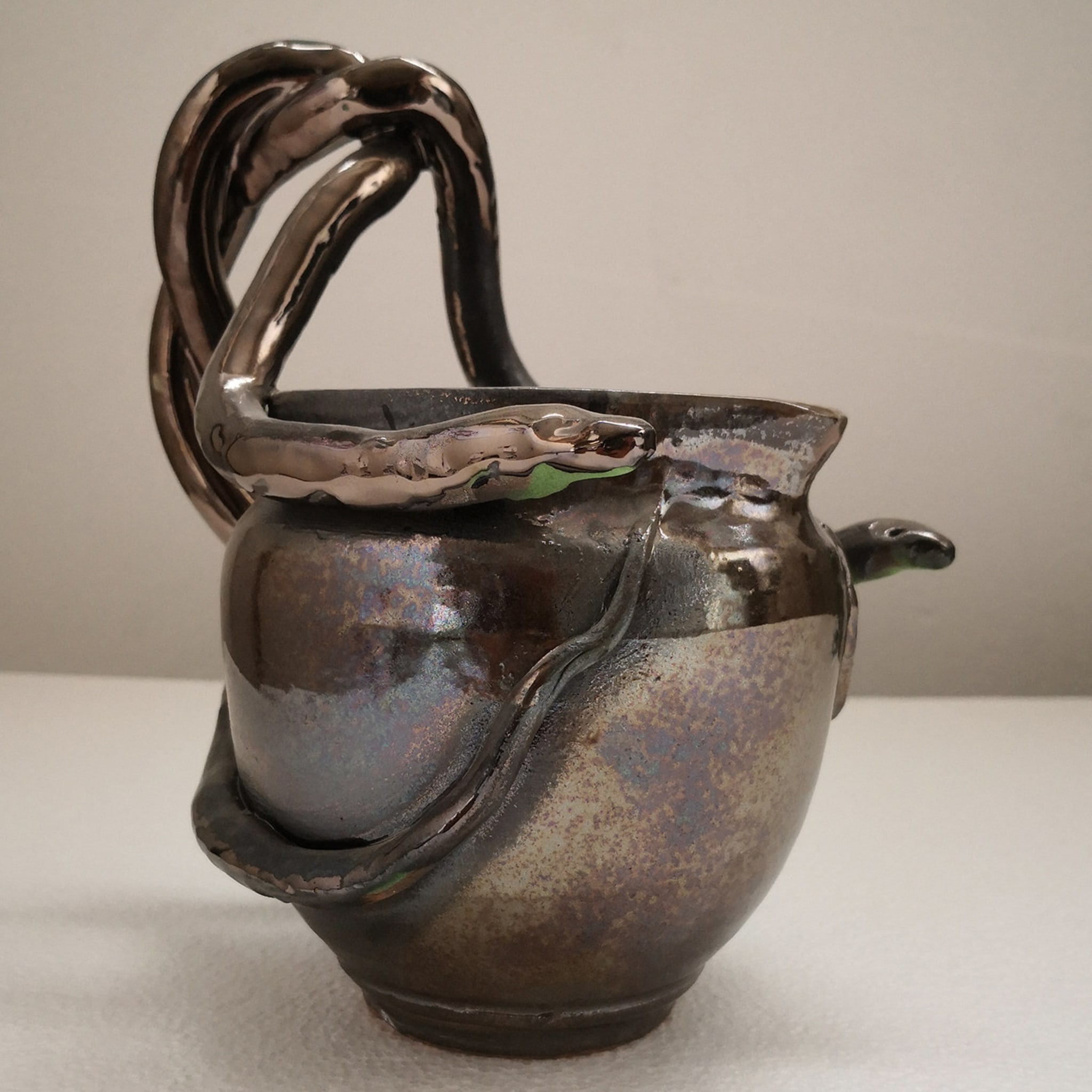 Black Ceramic Water Pitcher with Snakes - Alternative view 1