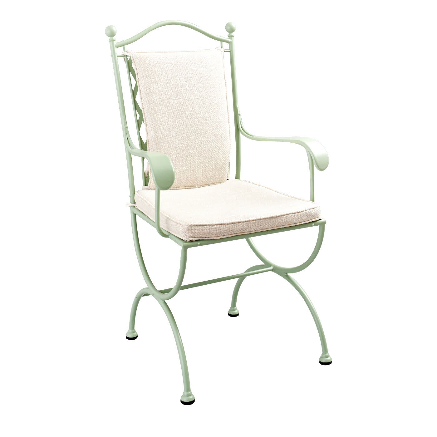 Rombi Outdoor Green Wrought Iron Chair with Armrests - Officina Ciani